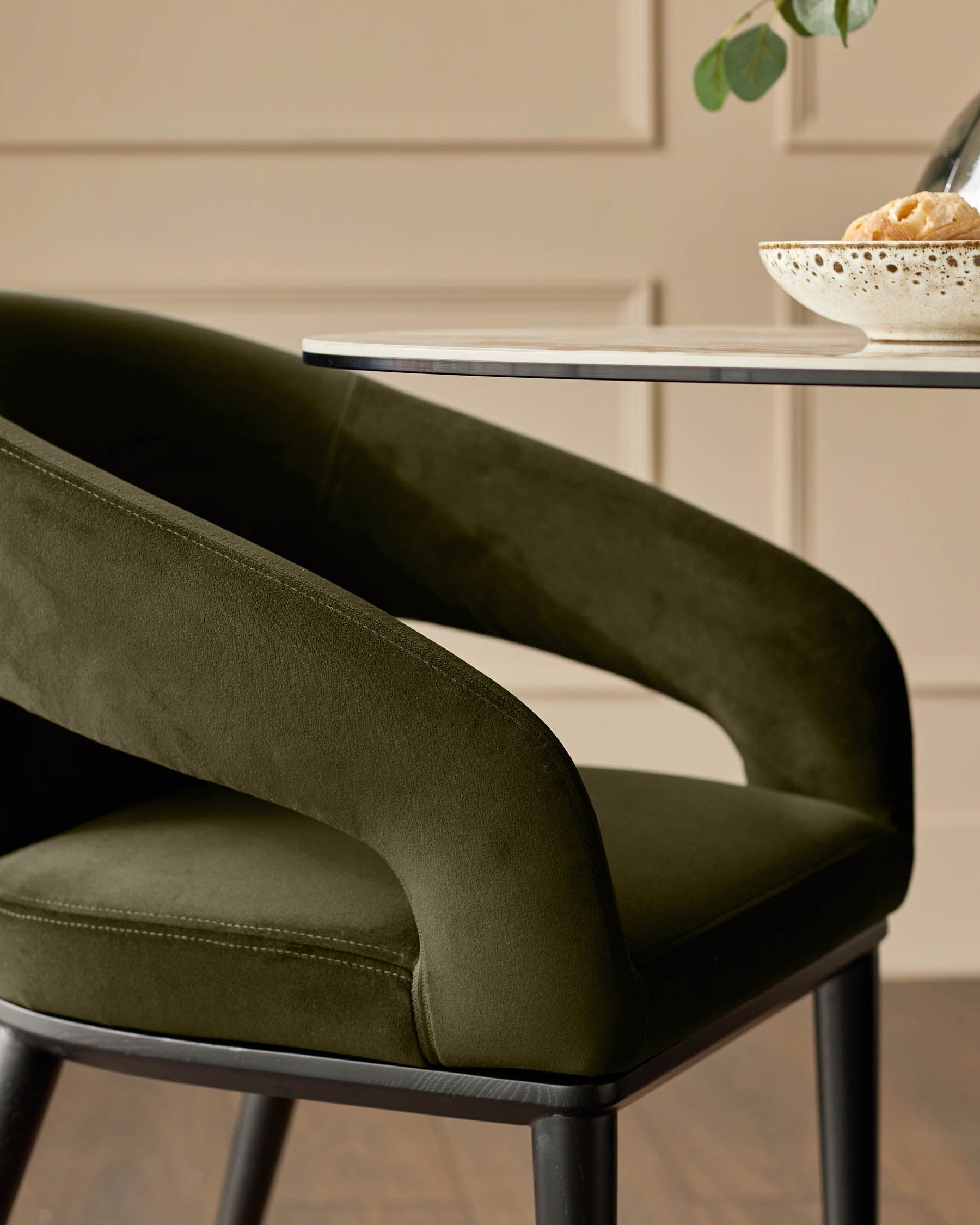 Heath olive green velvet dining chair