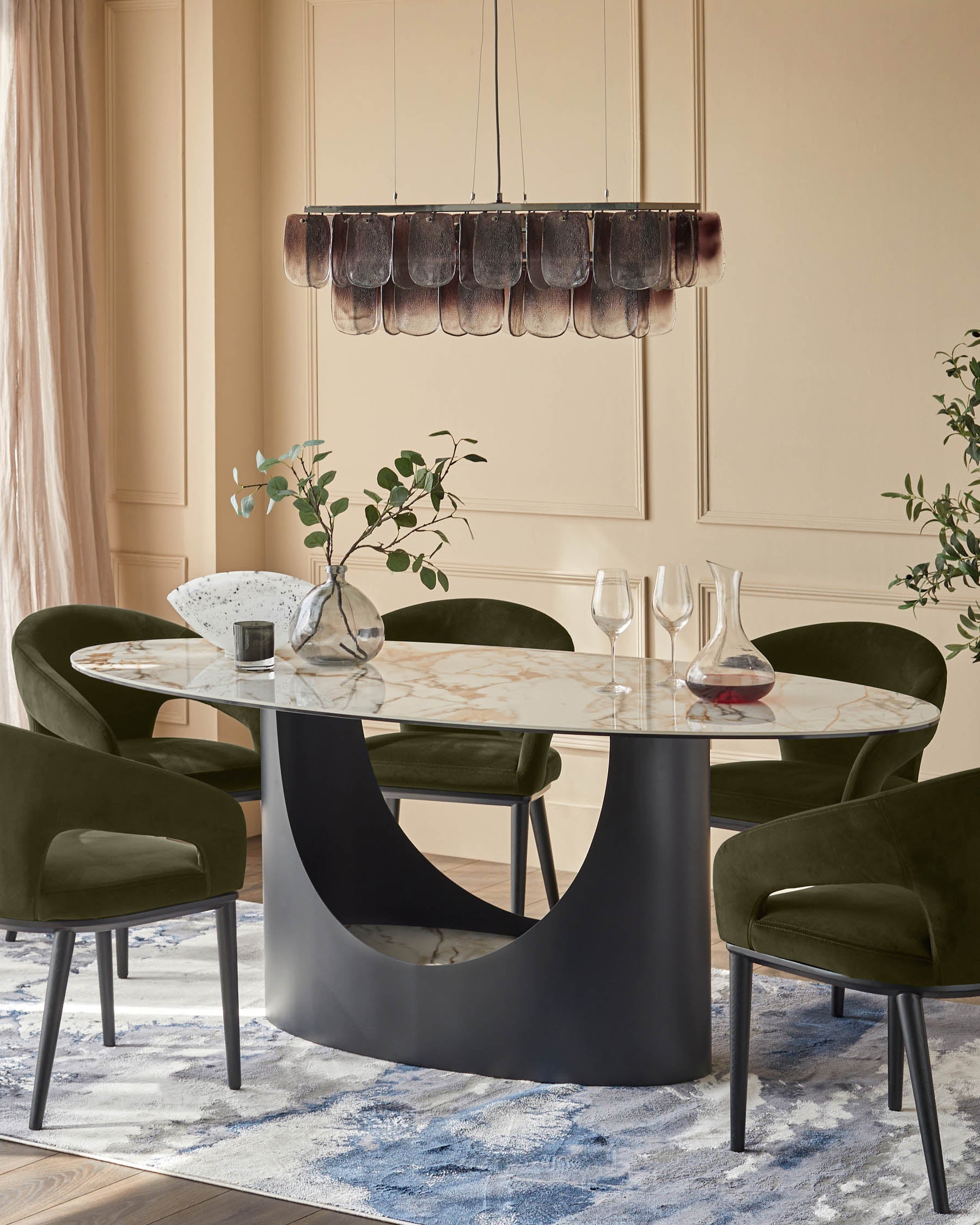 Heath olive green velvet dining chair