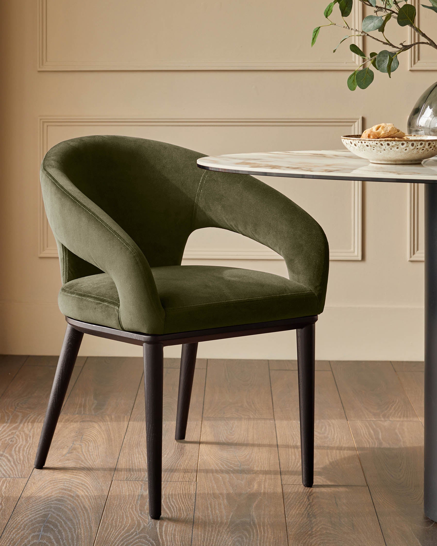 Heath olive green velvet dining chair