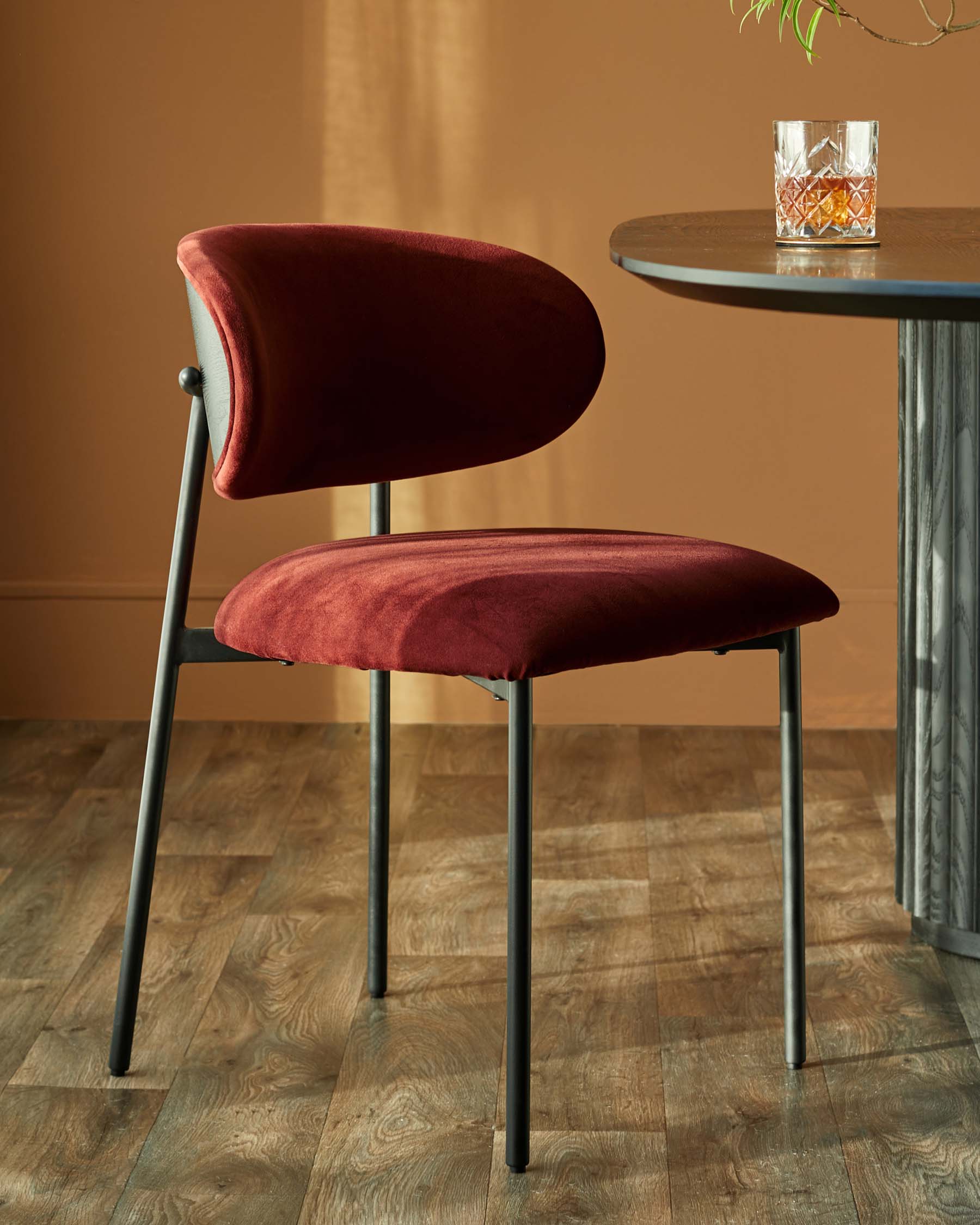 Cree toffee red velvet dining chair