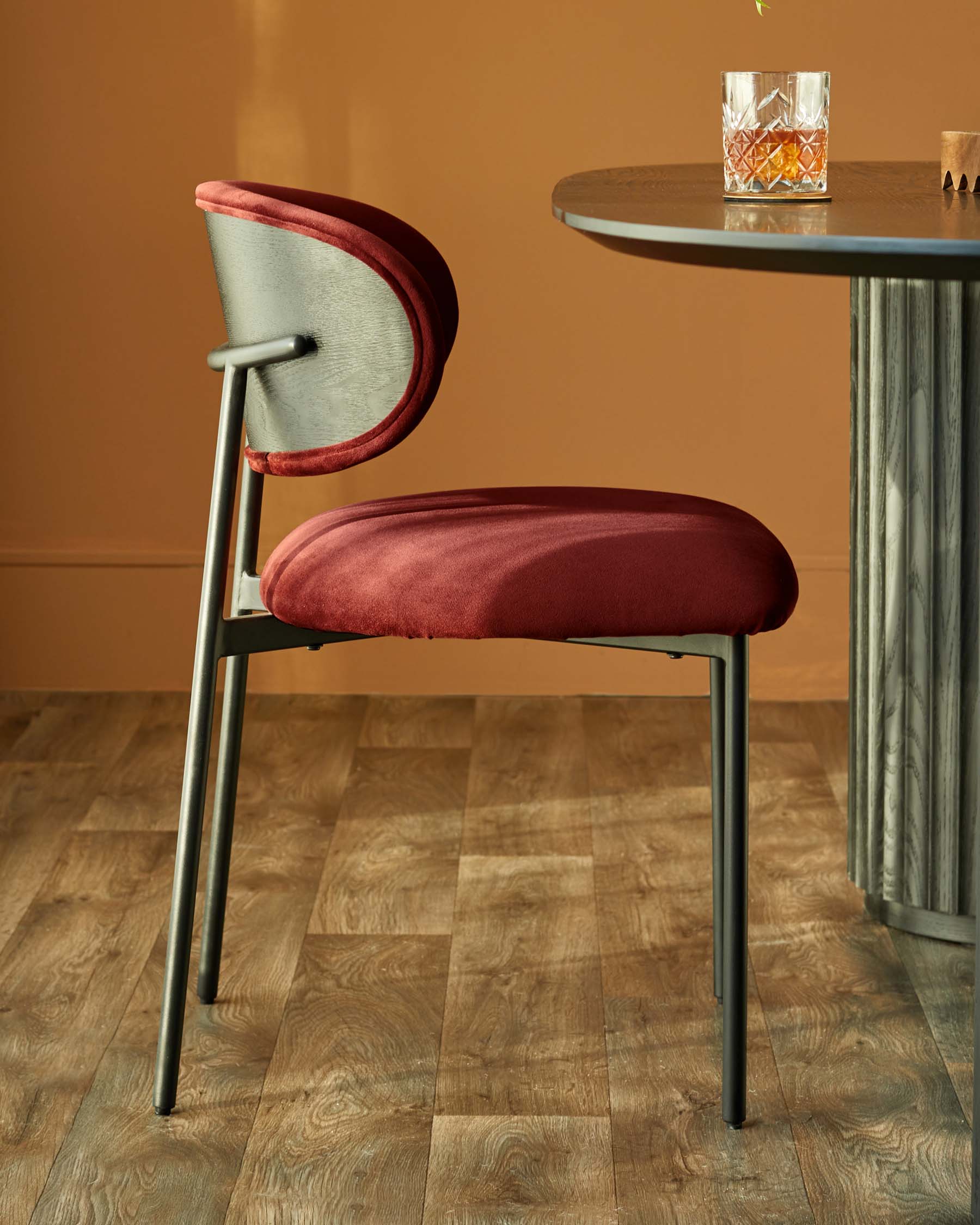 Cree toffee red velvet dining chair