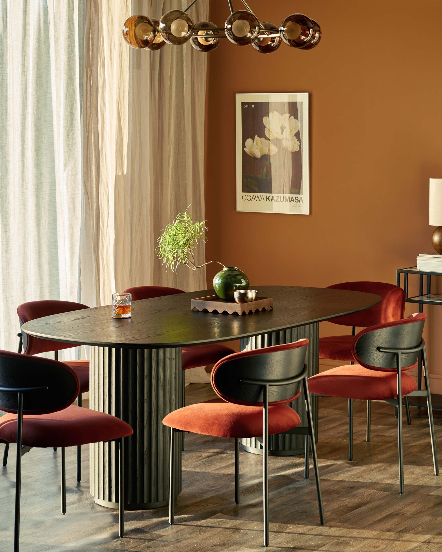 Cree toffee red velvet dining chair