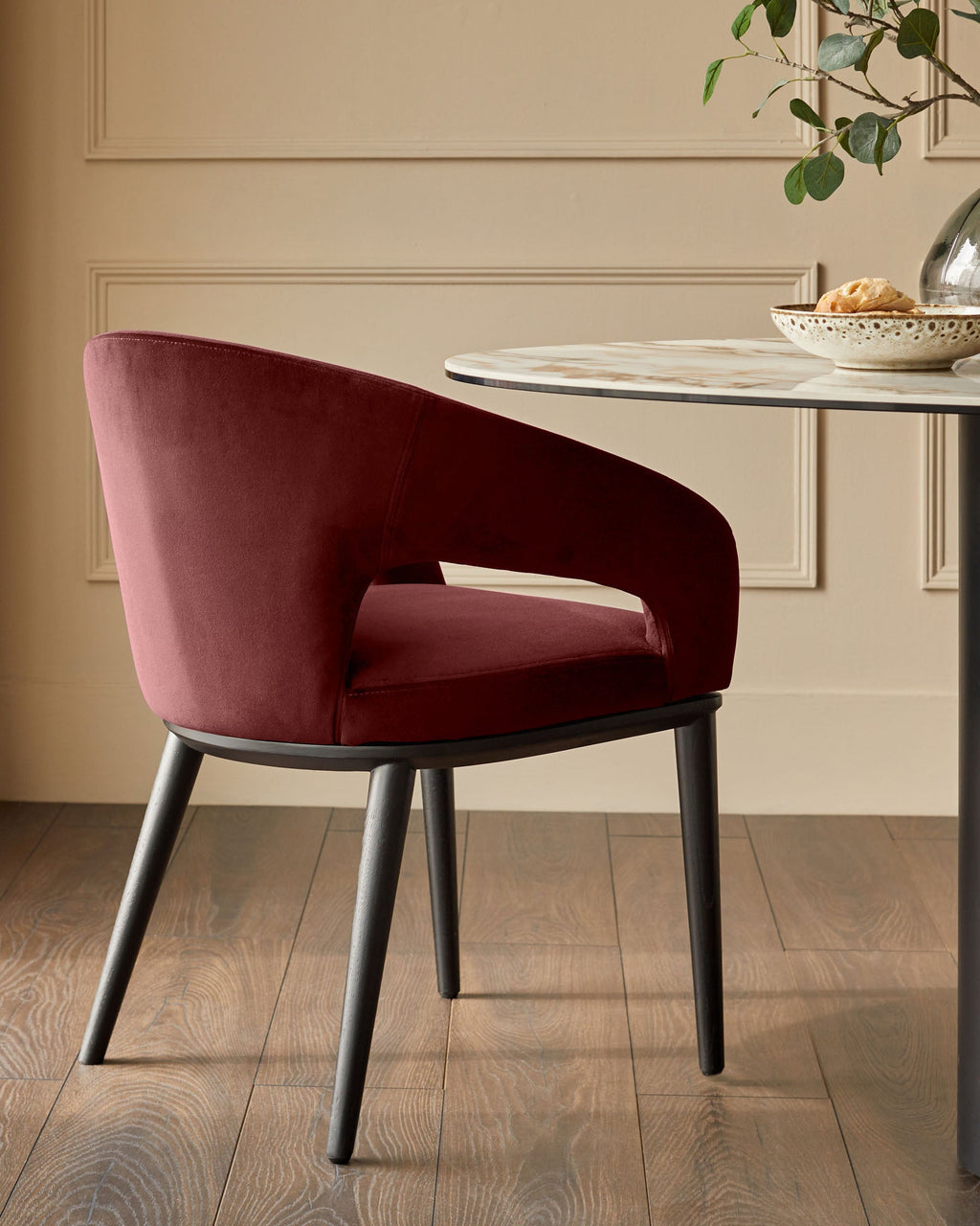 Heath toffee red velvet dining chair