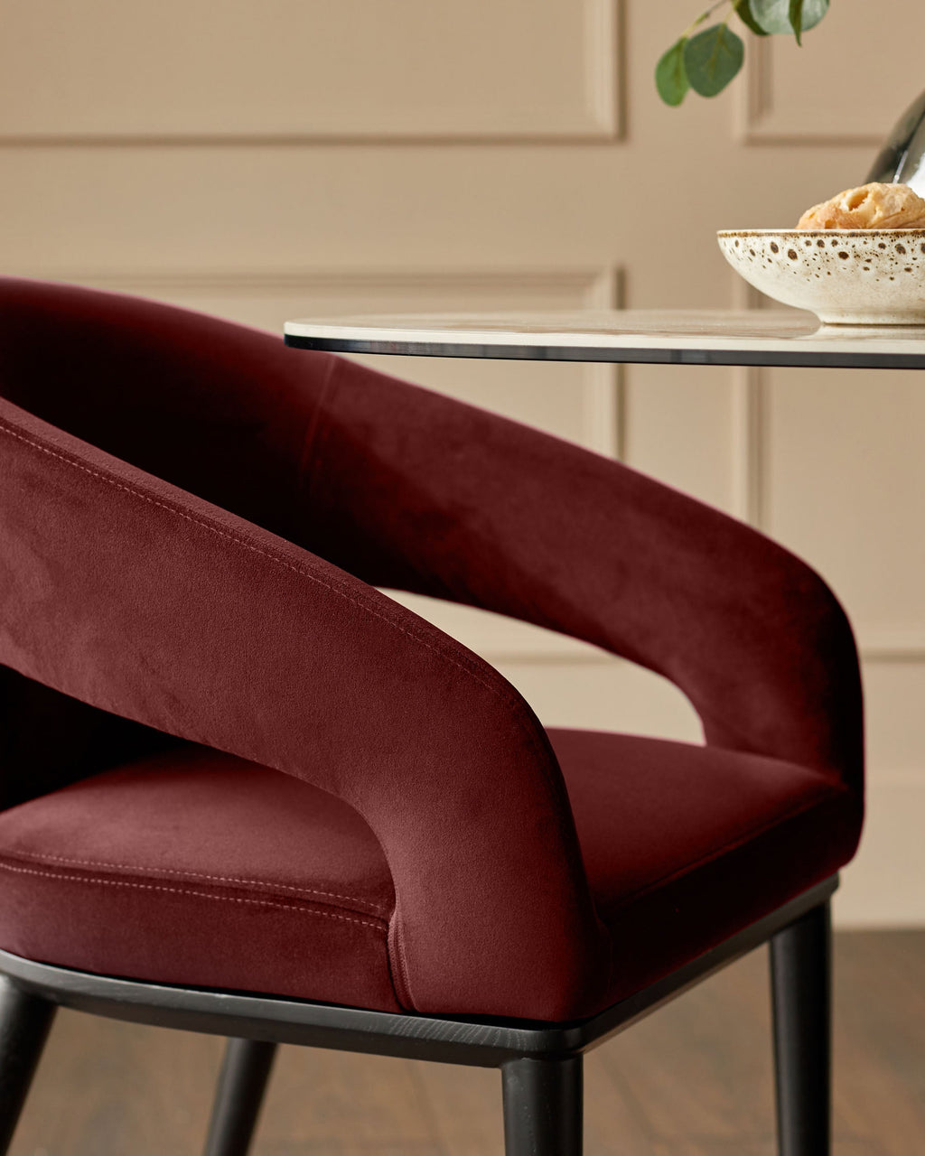 Heath toffee red velvet dining chair