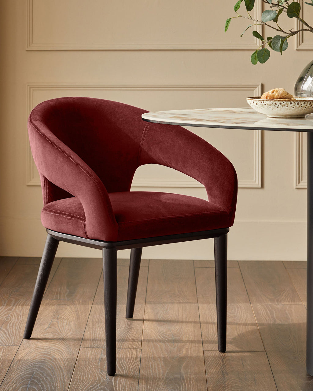Heath toffee red velvet dining chair