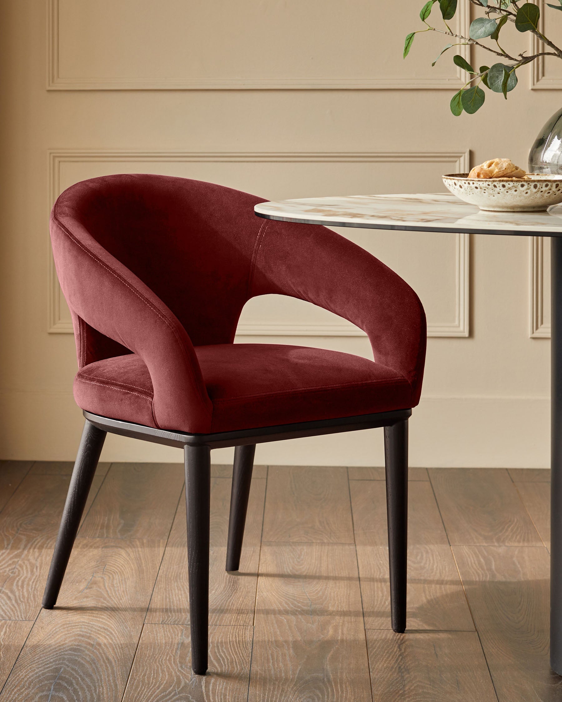 Heath toffee red velvet dining chair
