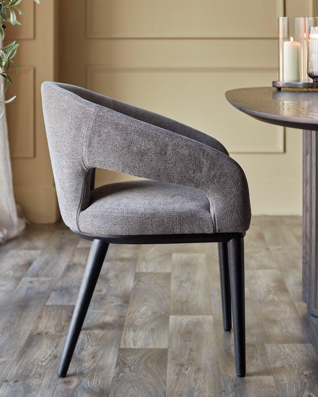 Heath dark grey boucle dining chair