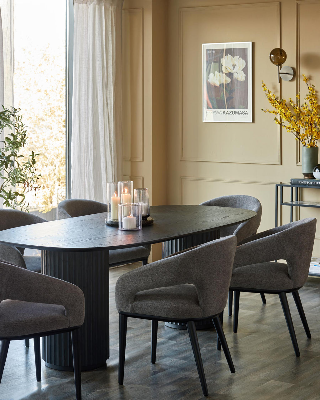 Heath dark grey boucle dining chair