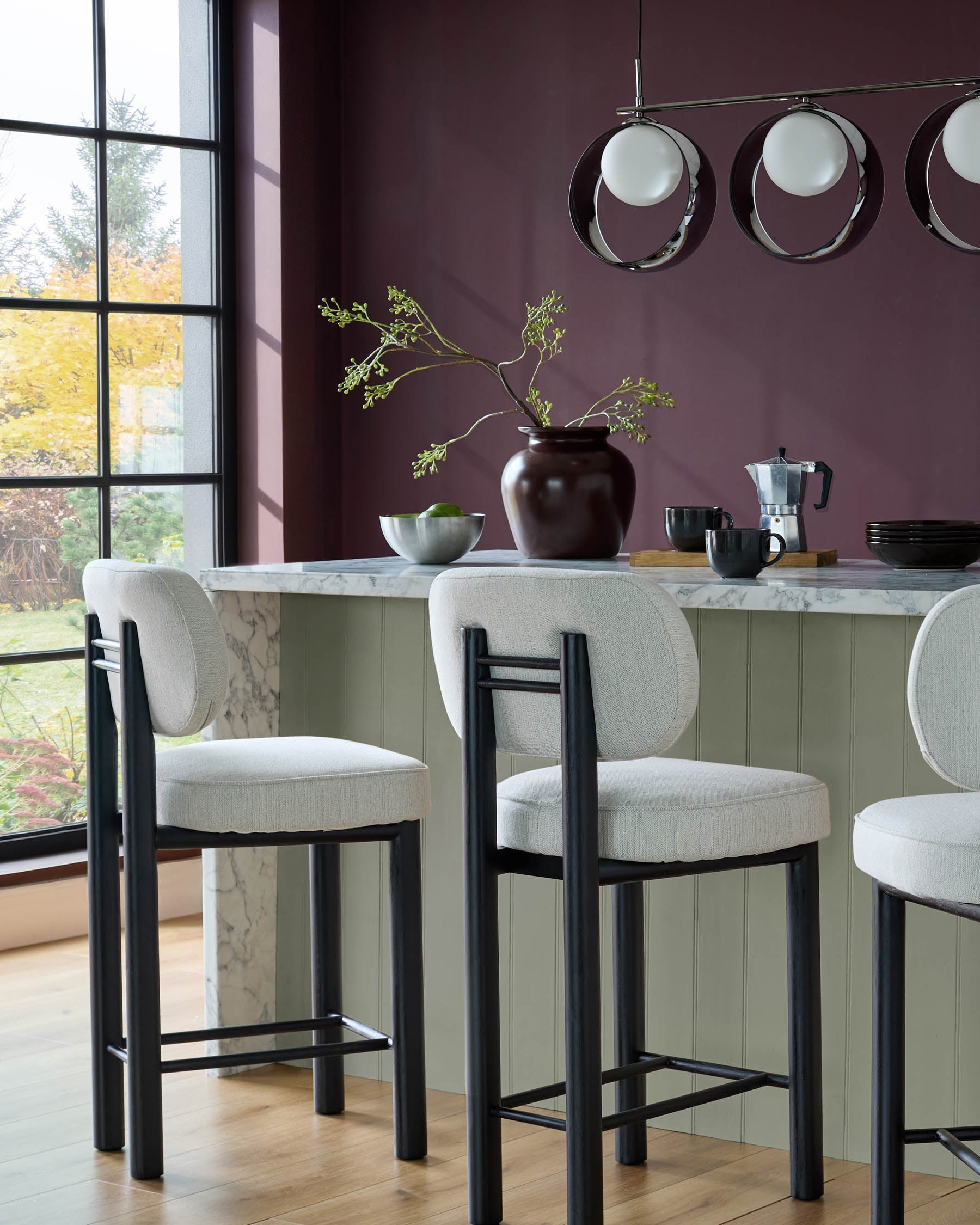 Henley ivory dual tone fabric bar stool