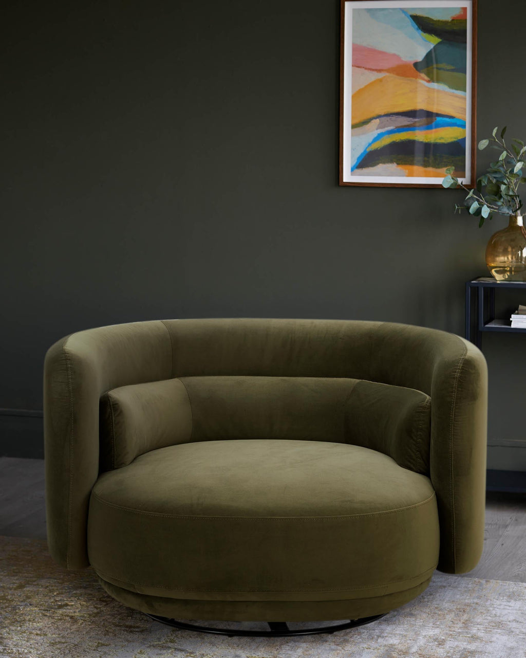 Henry olive green velvet love seat
