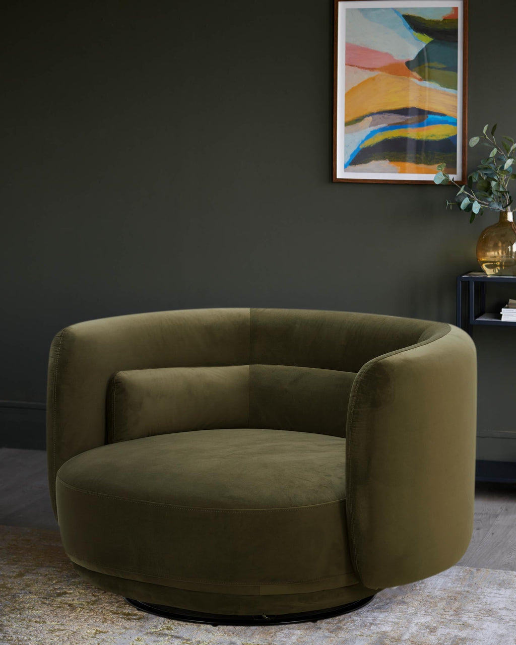 Henry olive green velvet love seat