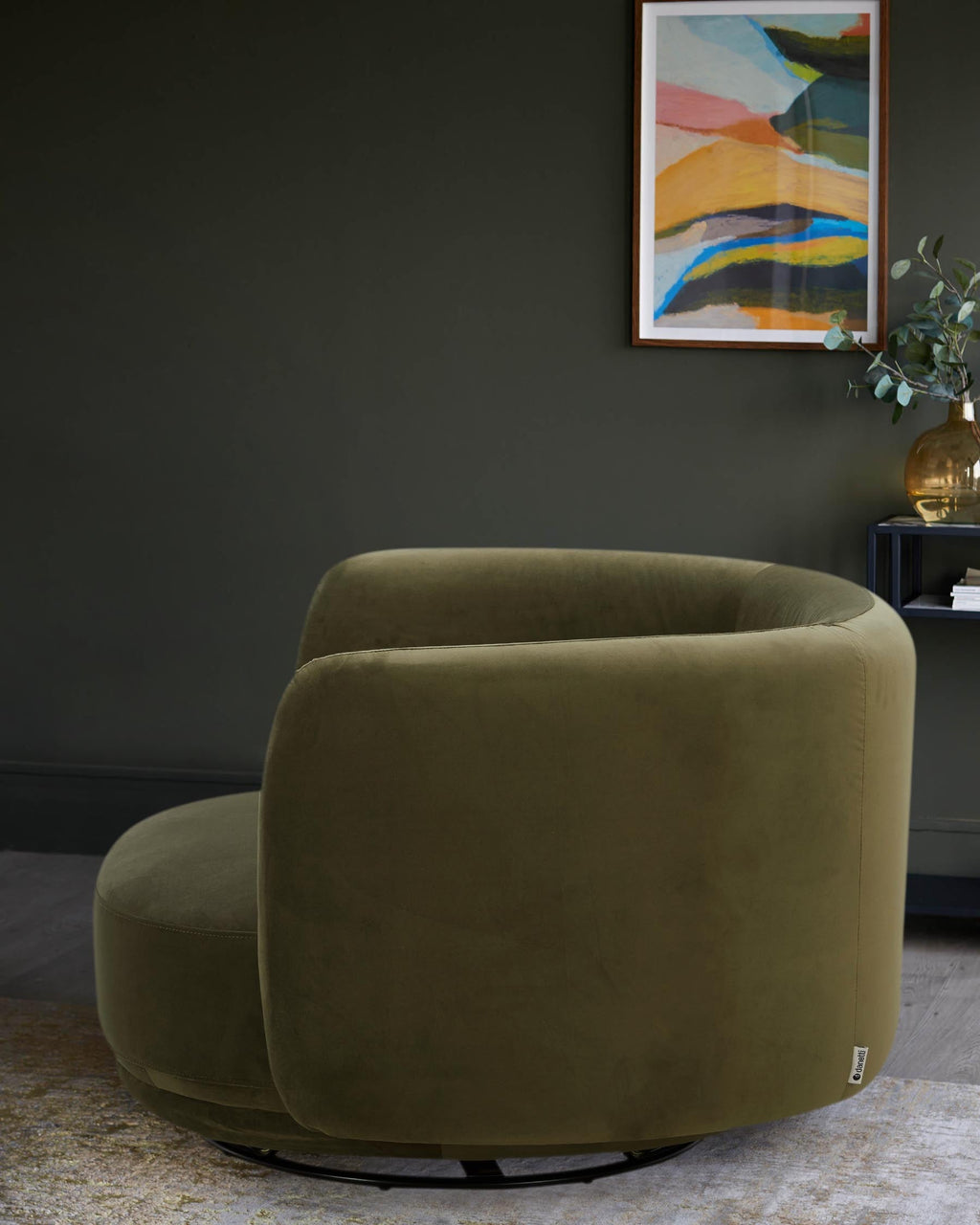 Henry olive green velvet love seat