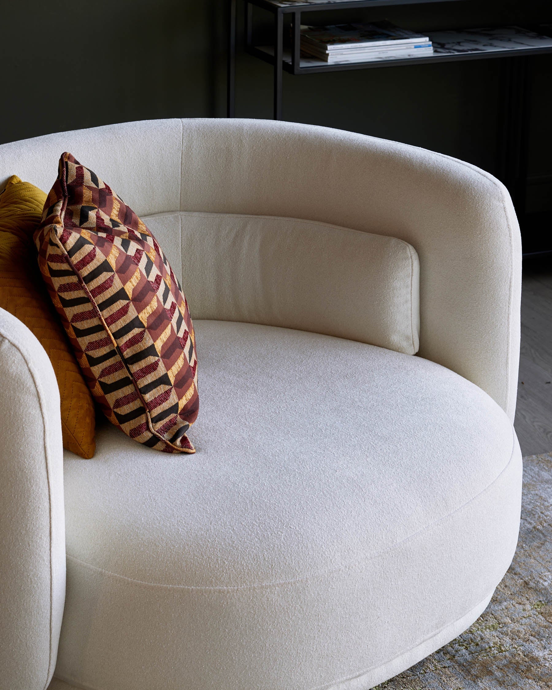 Henry Ivory Boucle Swivel Love Seat