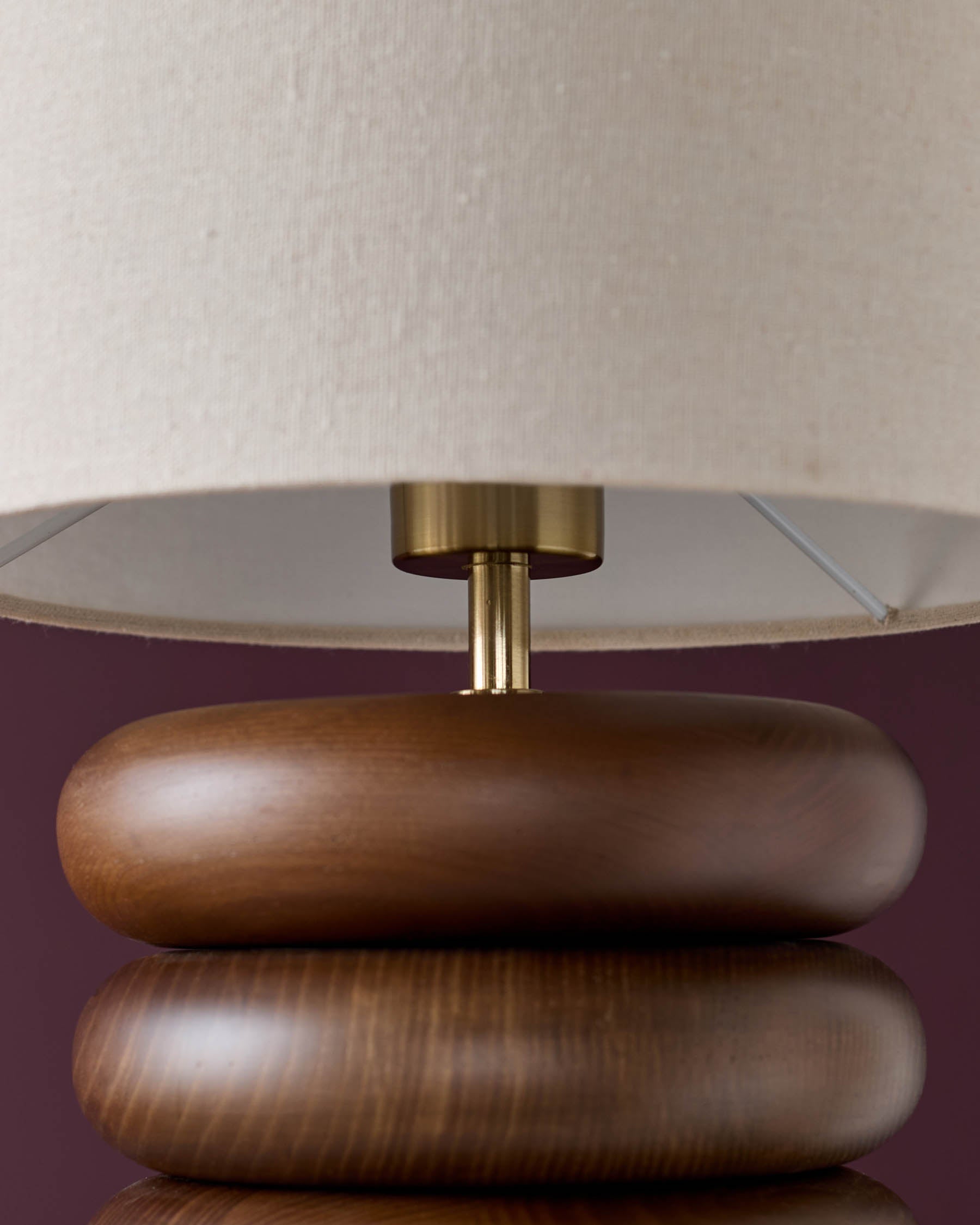 Hepworth natural linen and dark wood table lamp