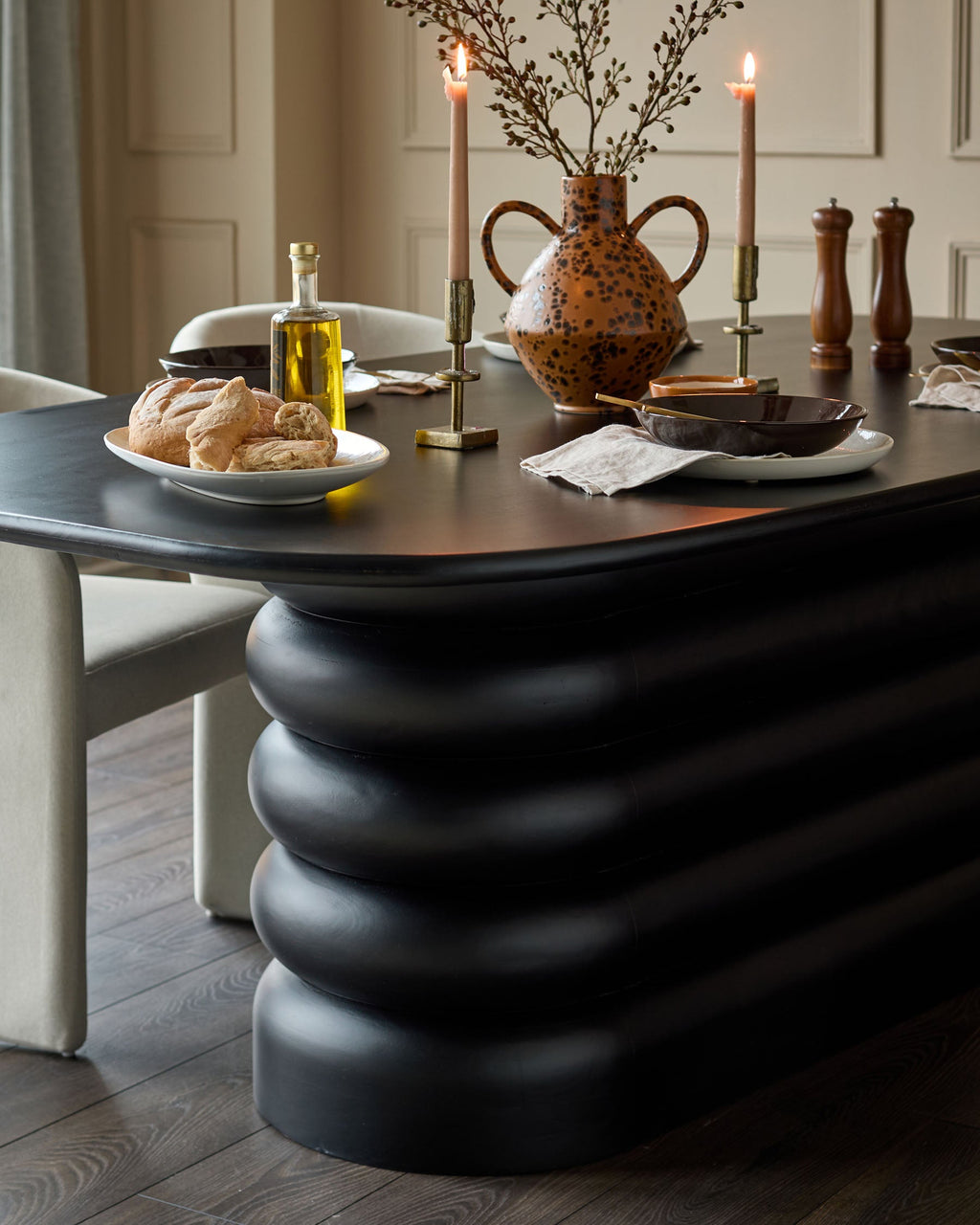 Hepworth black wood 8 seater dining table