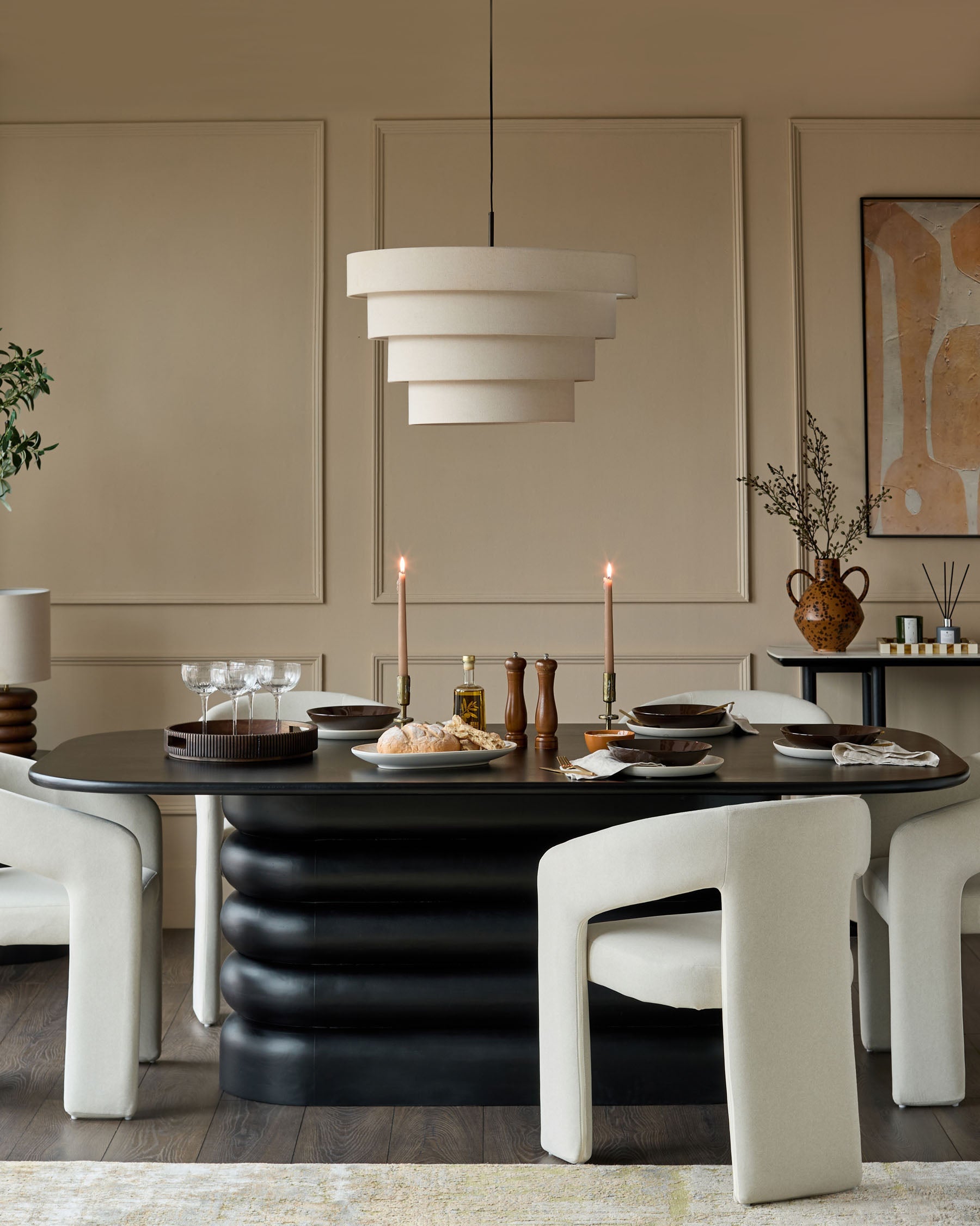 Hepworth black wood 8 seater dining table