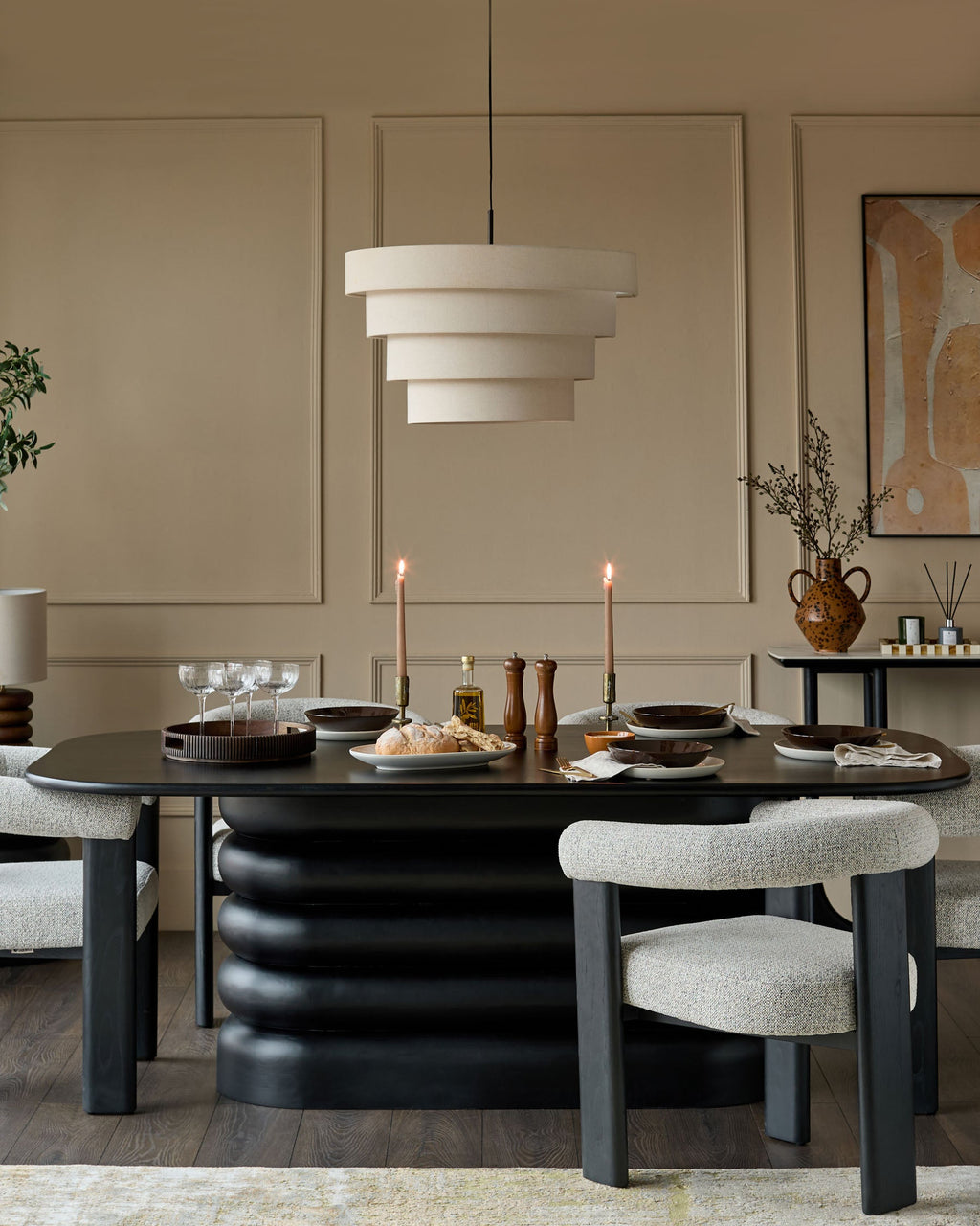 Hepworth black wood 8 seater dining table