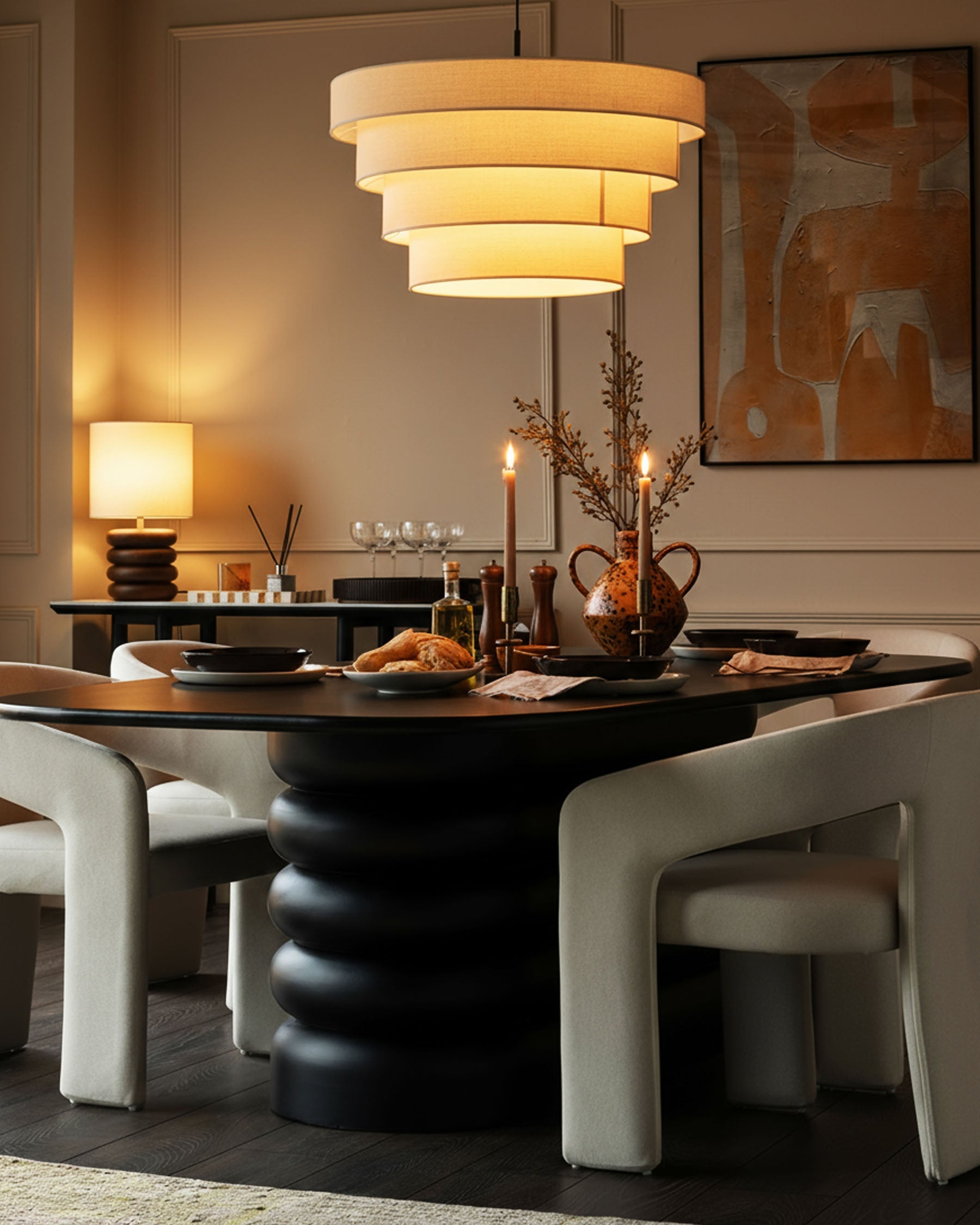 Hepworth black wood 8 seater dining table