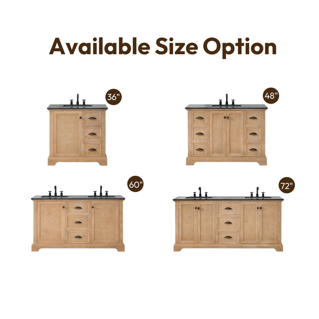 Hervas Bath Vanity with Natural Marble Top without Mirror