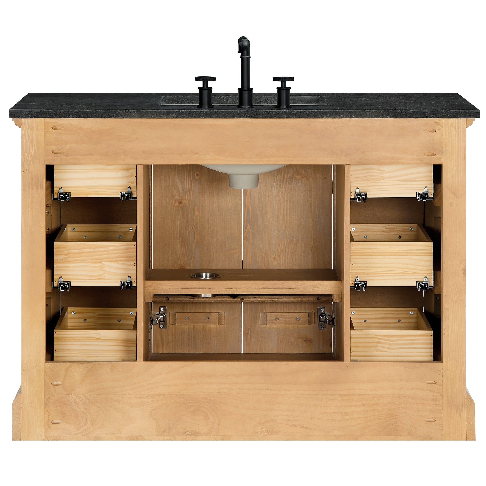 Hervas Bath Vanity with Natural Marble Top without Mirror