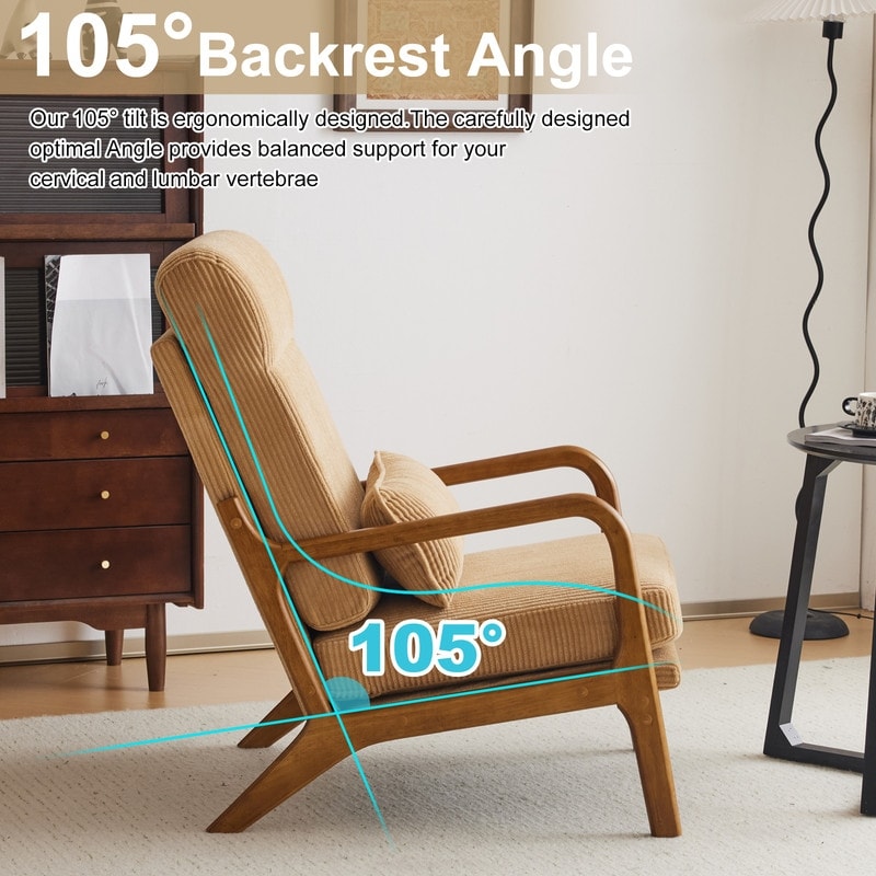 High Back Solid Wood Armrest Backrest Leisure Chair Accent Chair