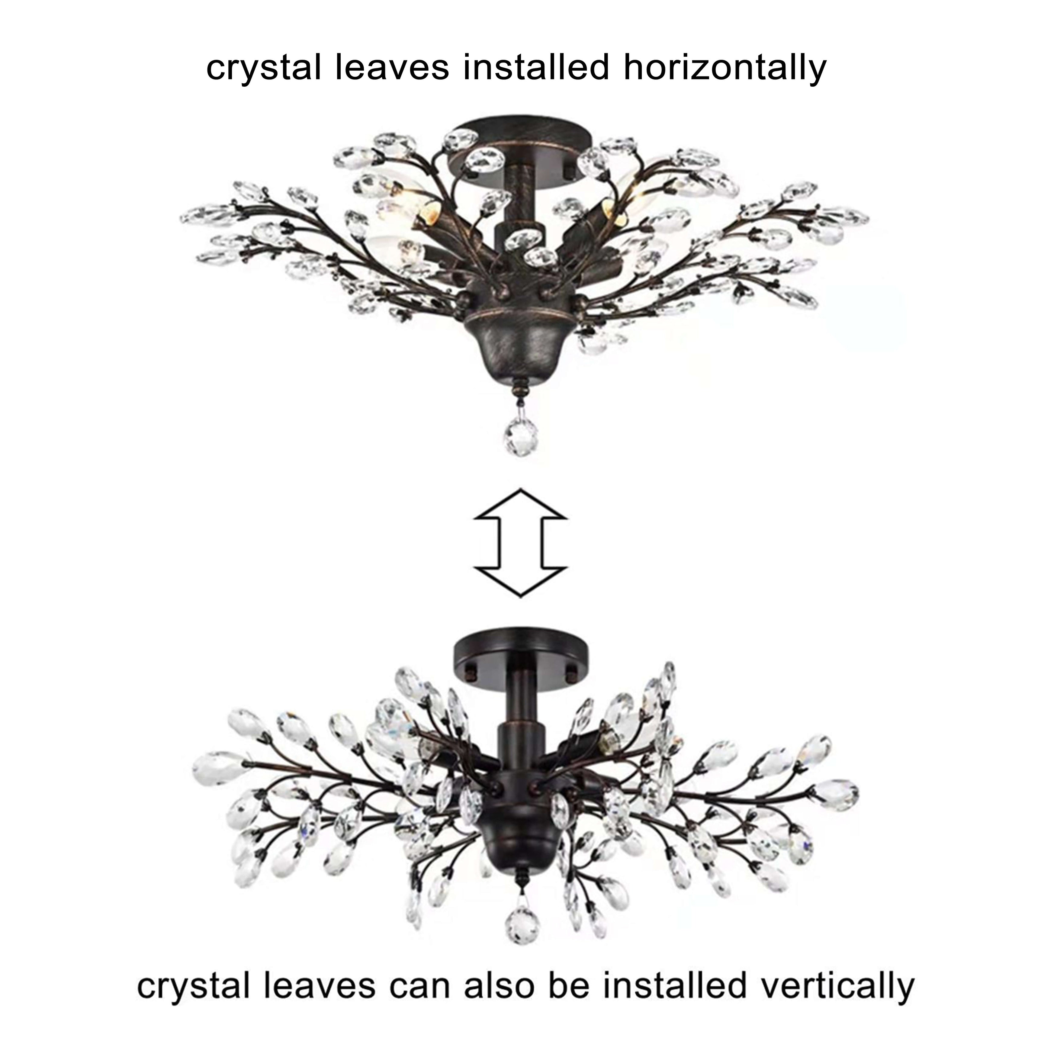 Holly 4-light Crystal Leaves Flush Mount