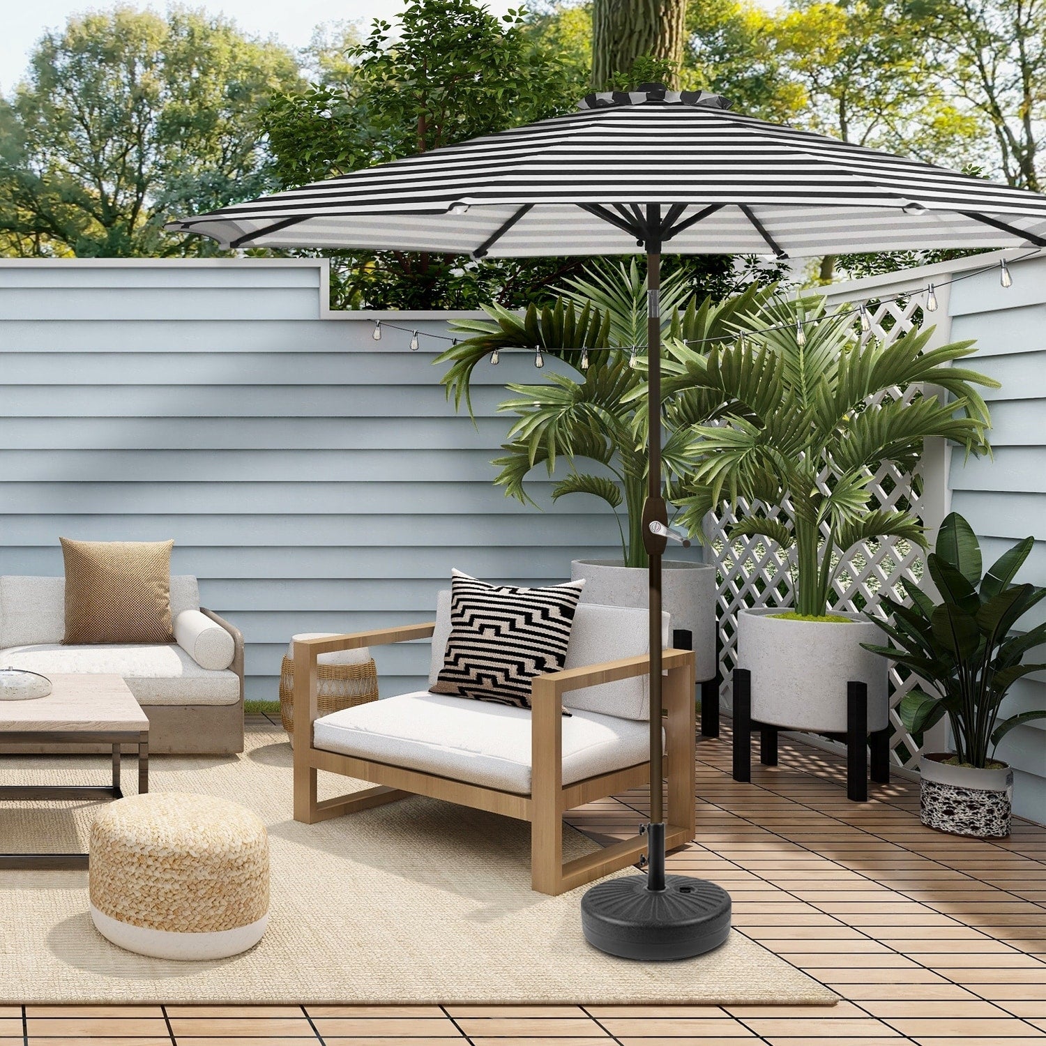 Holme 9-foot Patio Umbrella and Base Stand