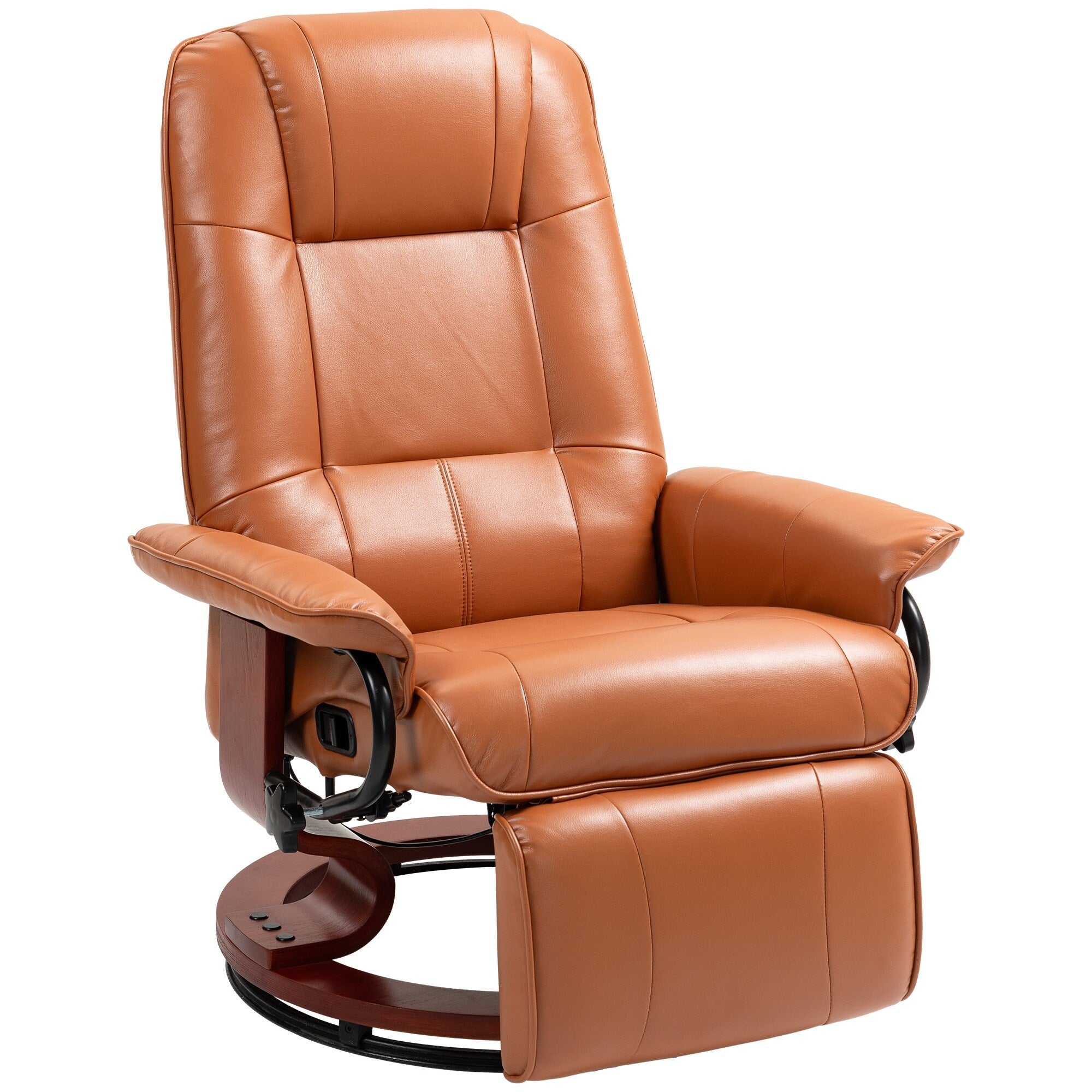 HomCom Faux Leather Adjustable Manual Swivel Base Recliner Chair with Comfortable and Relaxing Footrest