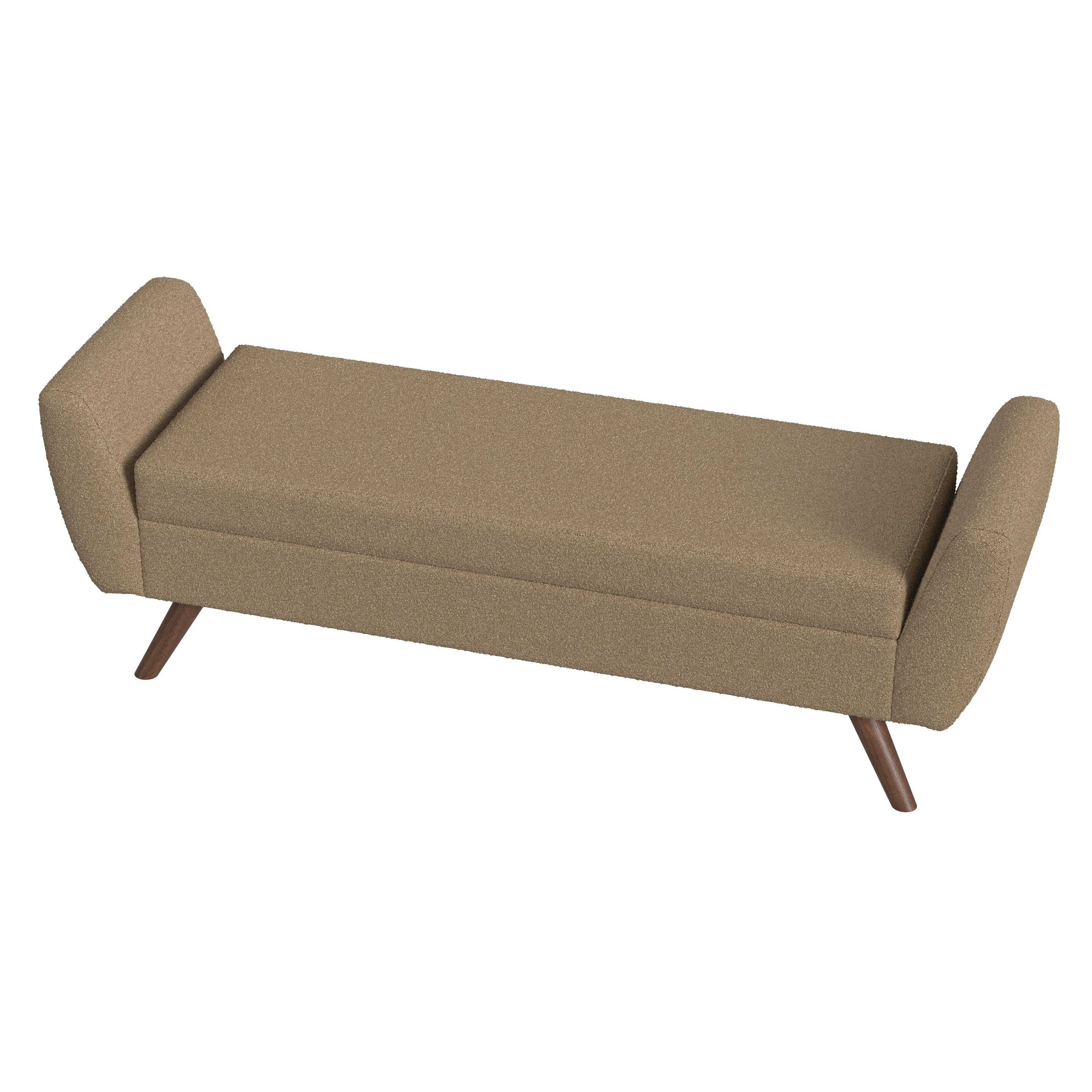 HomePop Modern Sherpa Storage Bench with Wood Legs