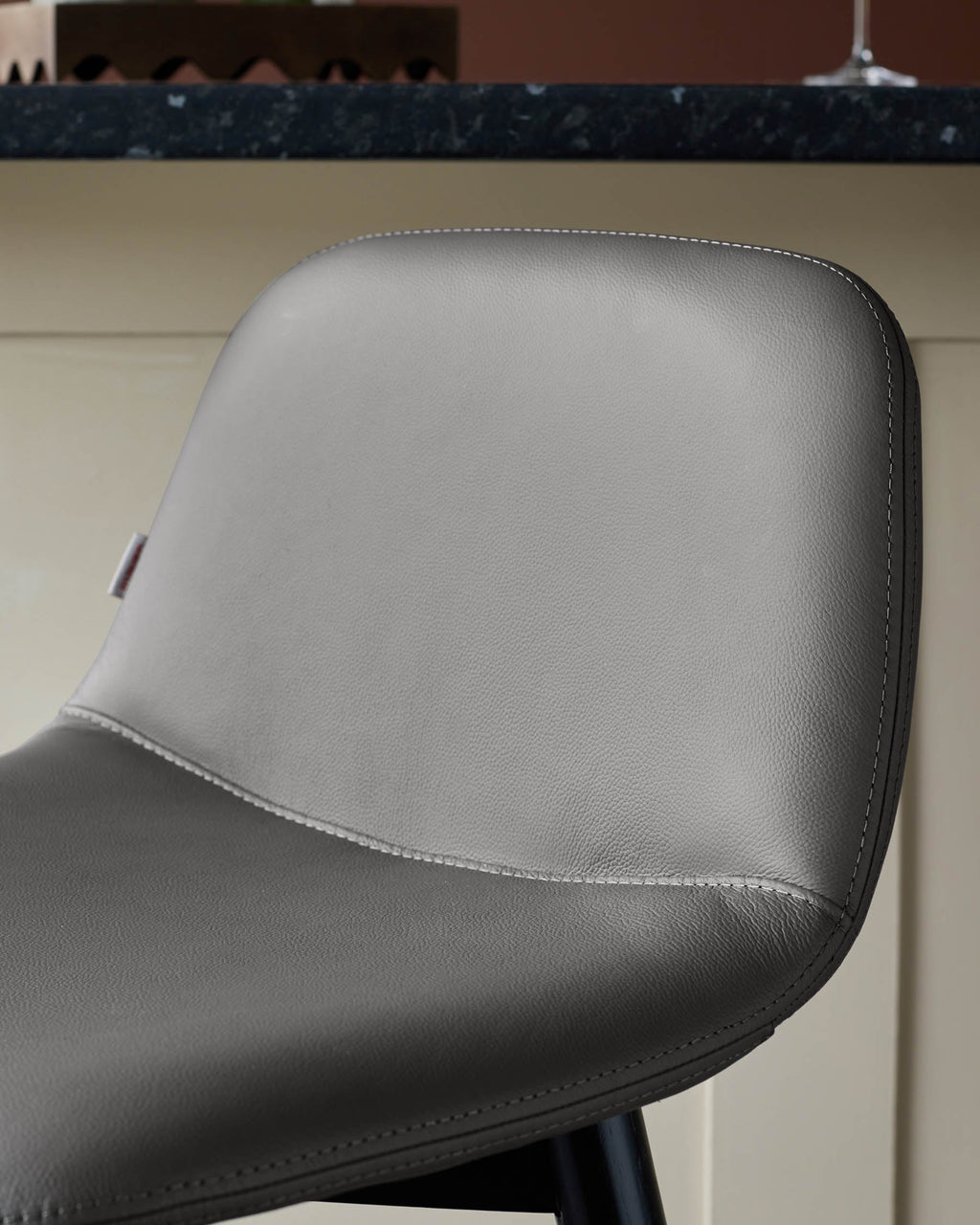 Hudson Dark Grey Leather Bar Stool