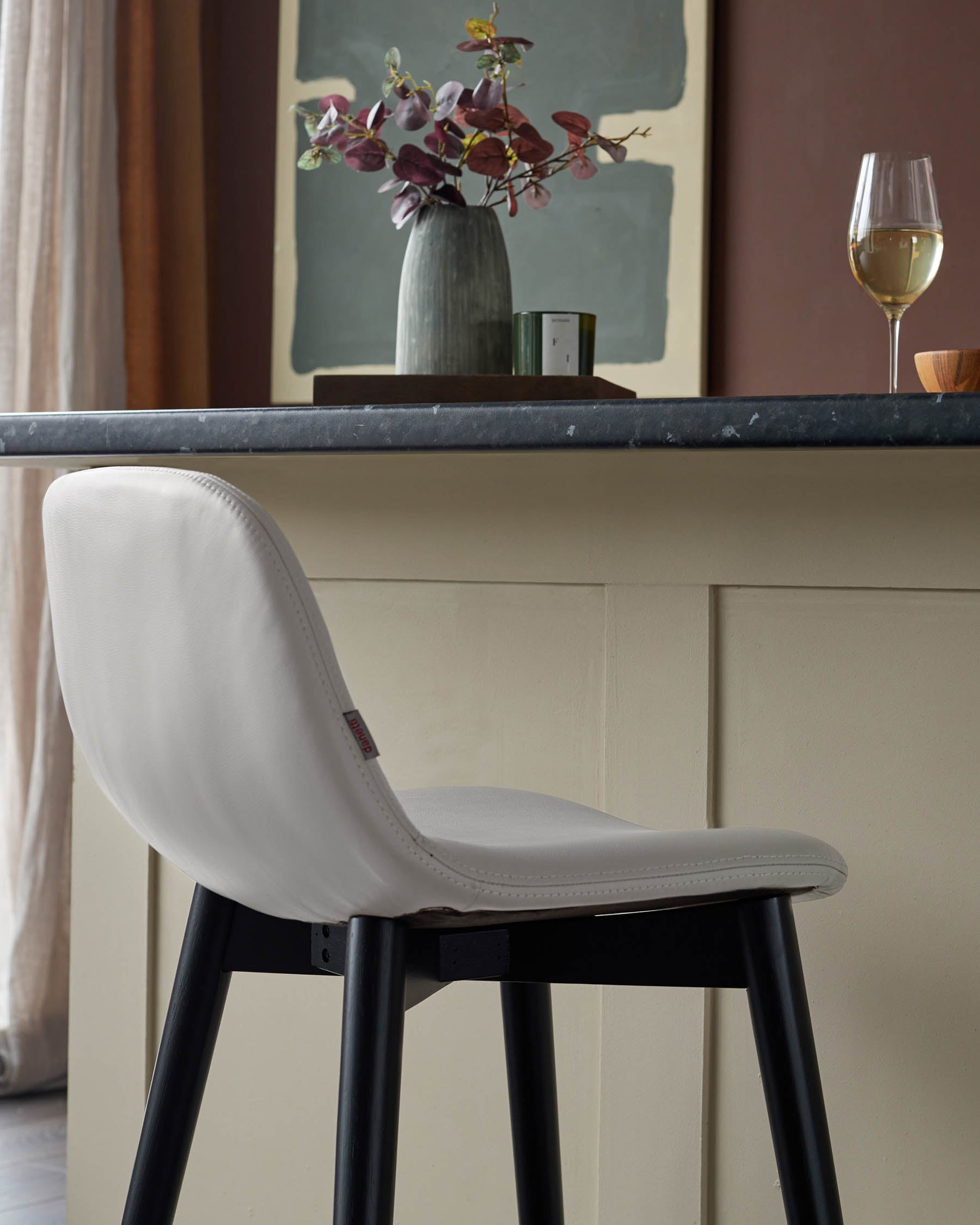 Hudson Light Grey Leather Bar Stool