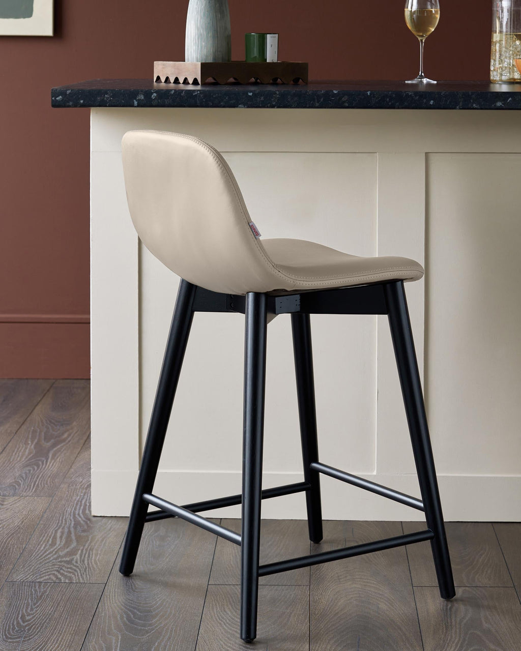 Hudson natural leather bar stool