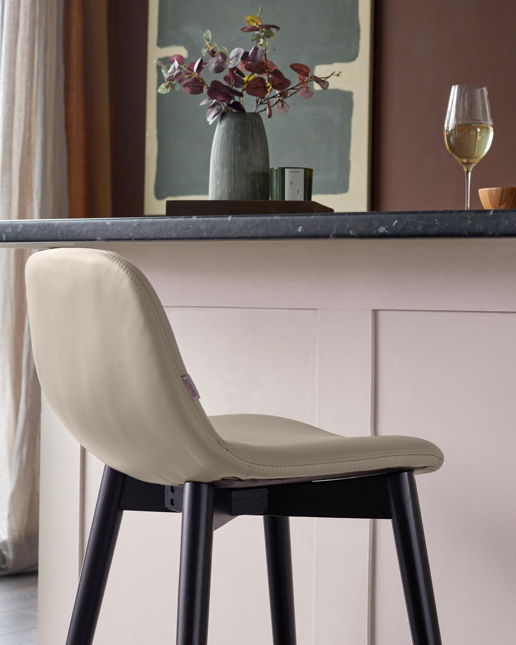 Hudson natural leather bar stool
