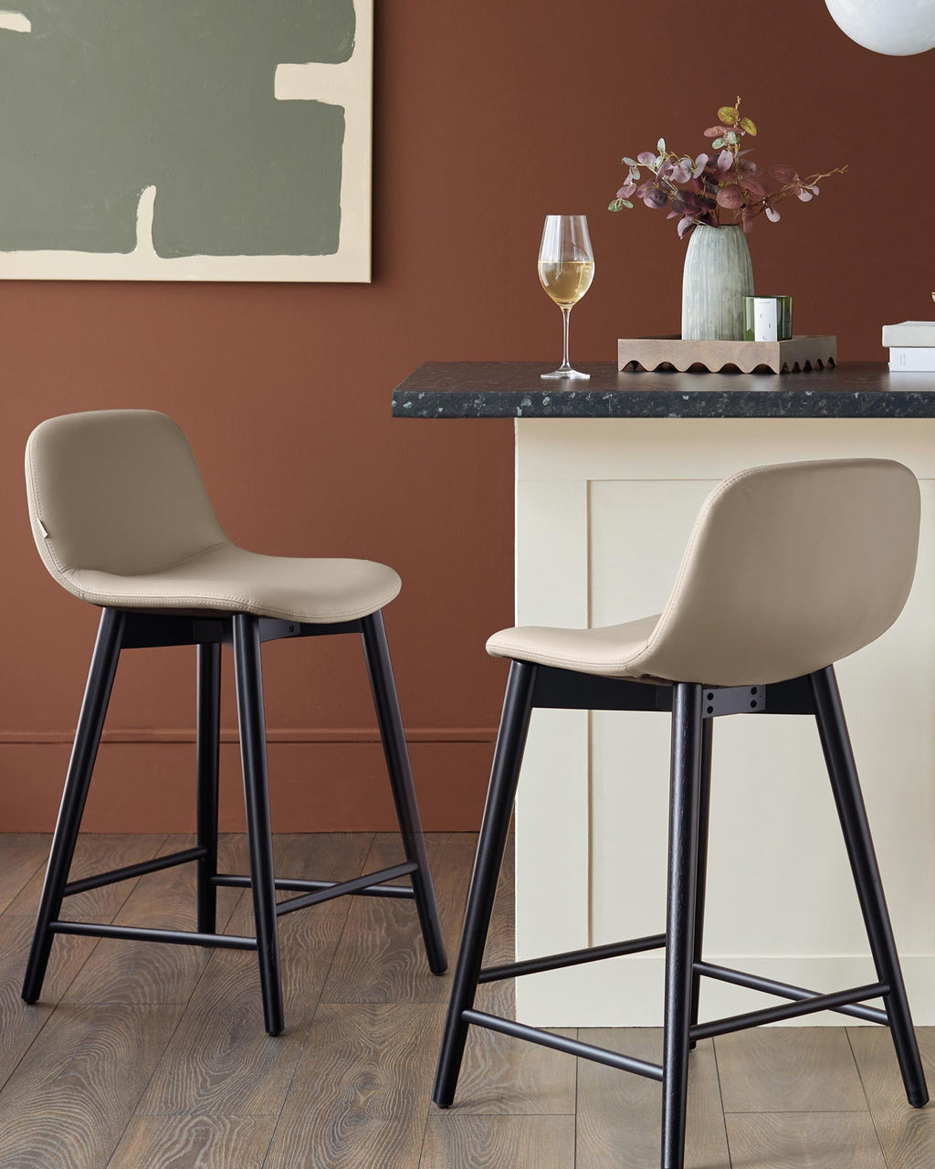 Hudson natural leather bar stool