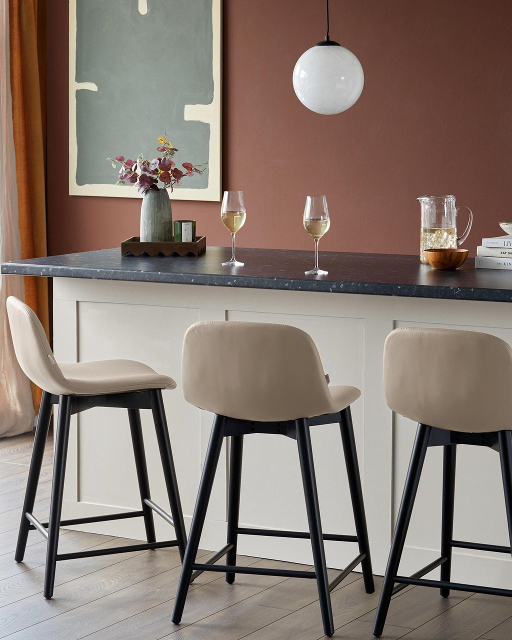 Hudson natural leather bar stool