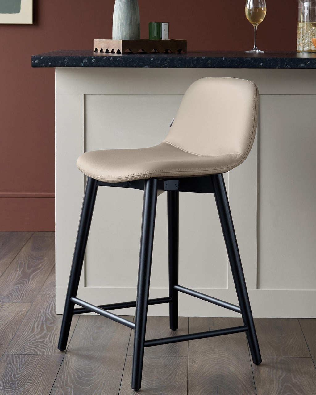 Hudson natural leather bar stool