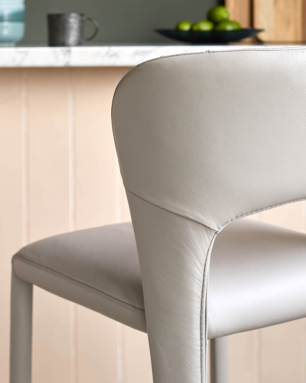 Jackson light grey leather bar stool