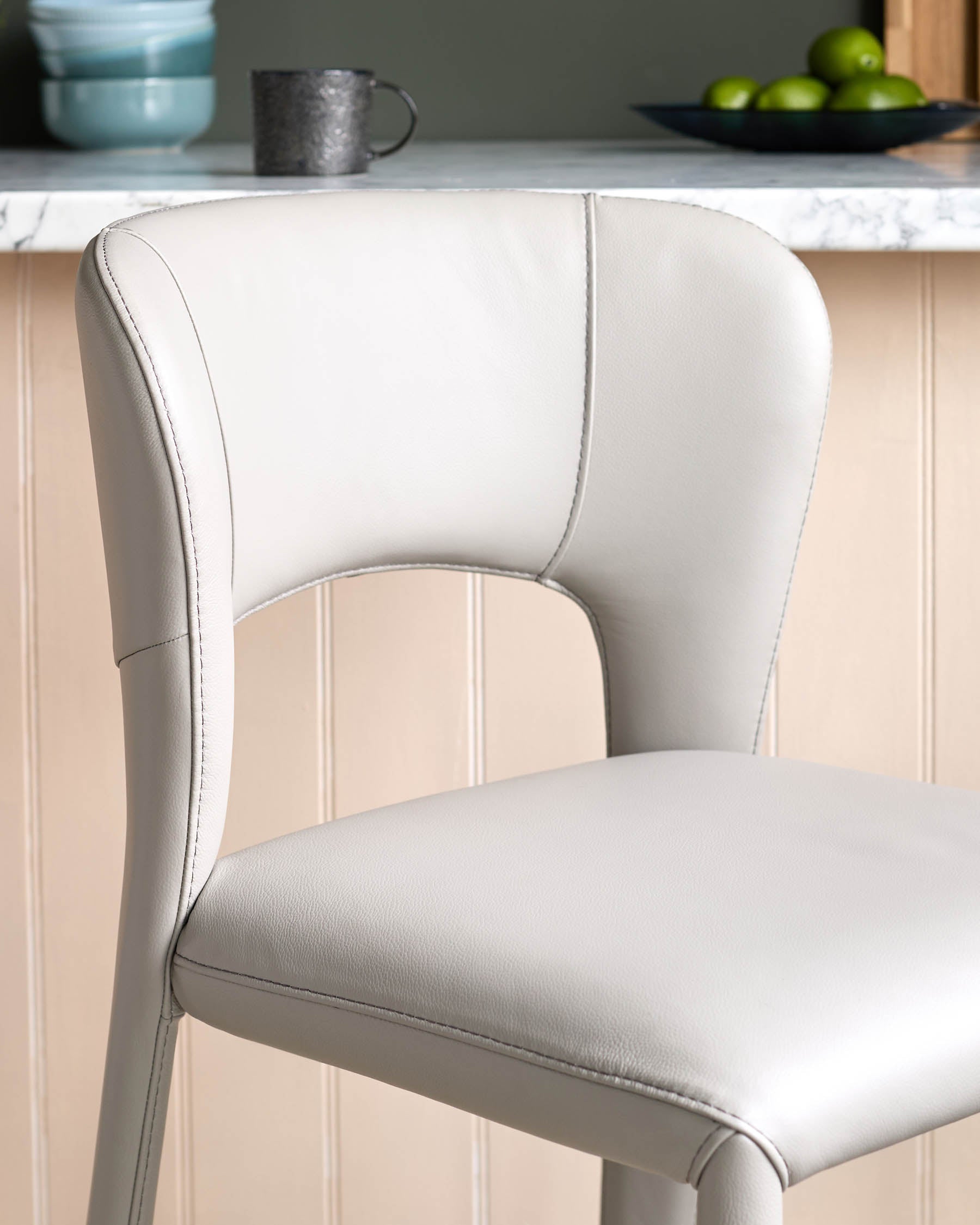 Jackson light grey leather bar stool