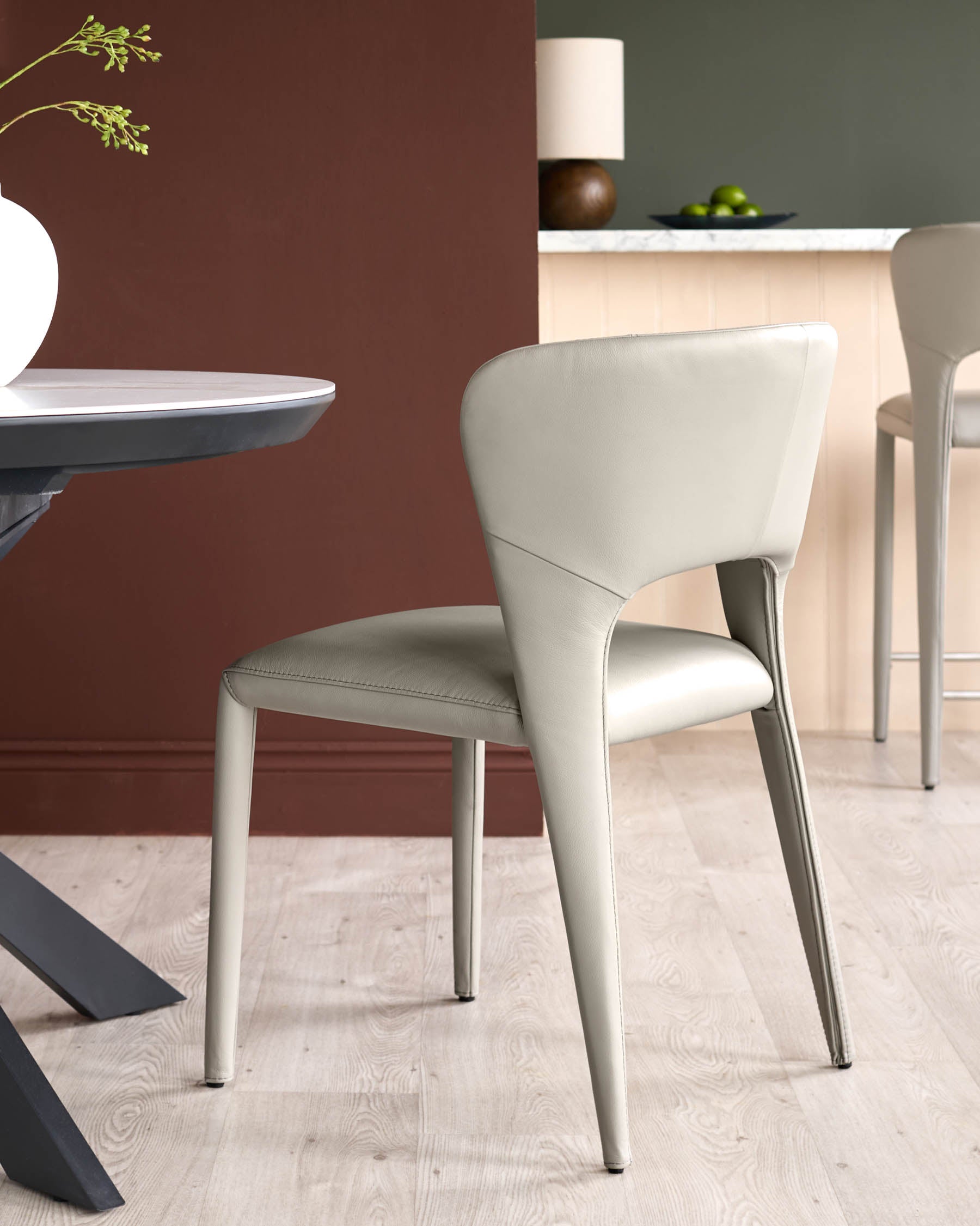 Jackson light grey leather dining chair