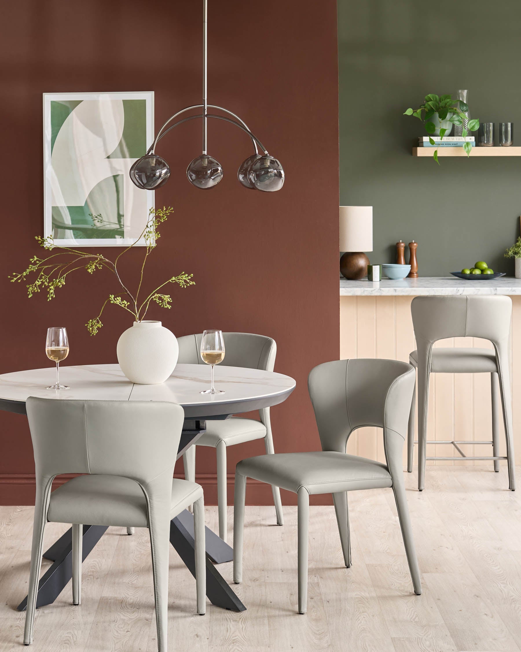 Jackson light grey leather dining chair