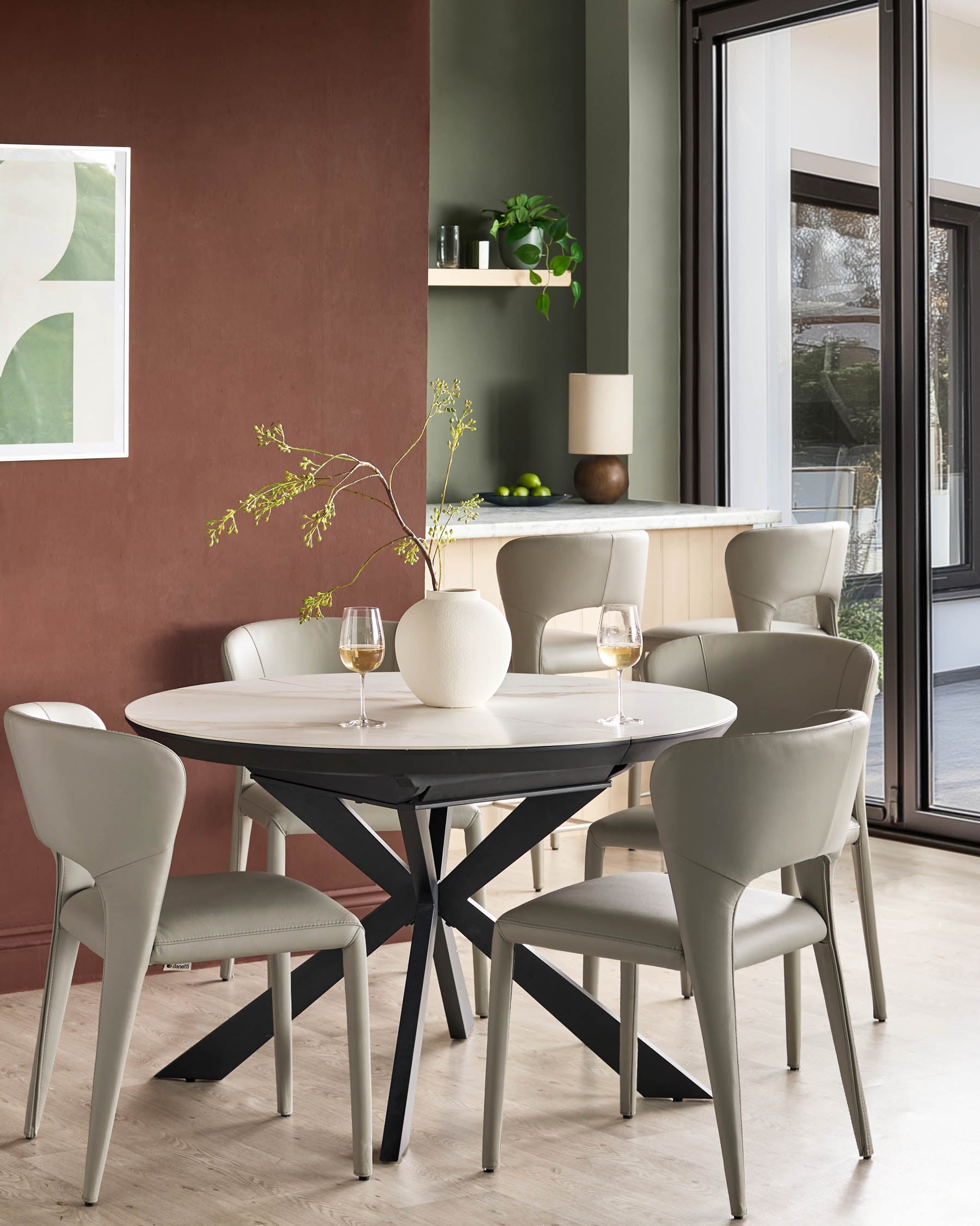 Jackson light grey leather dining chair