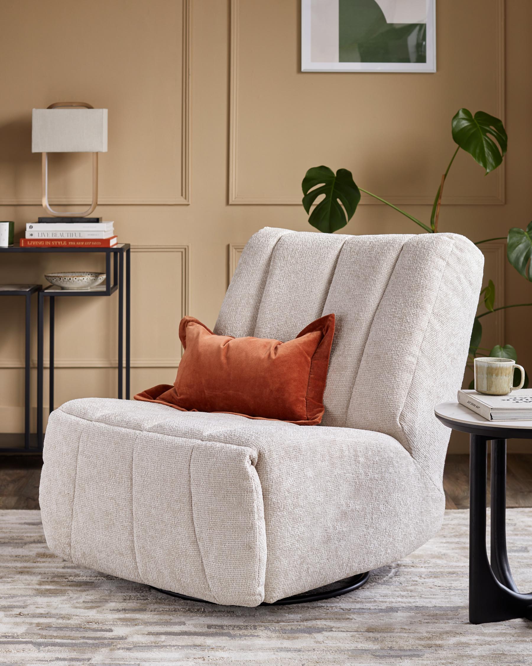 Jayla Natural Chunky Weave Rocking Swivel Recliner