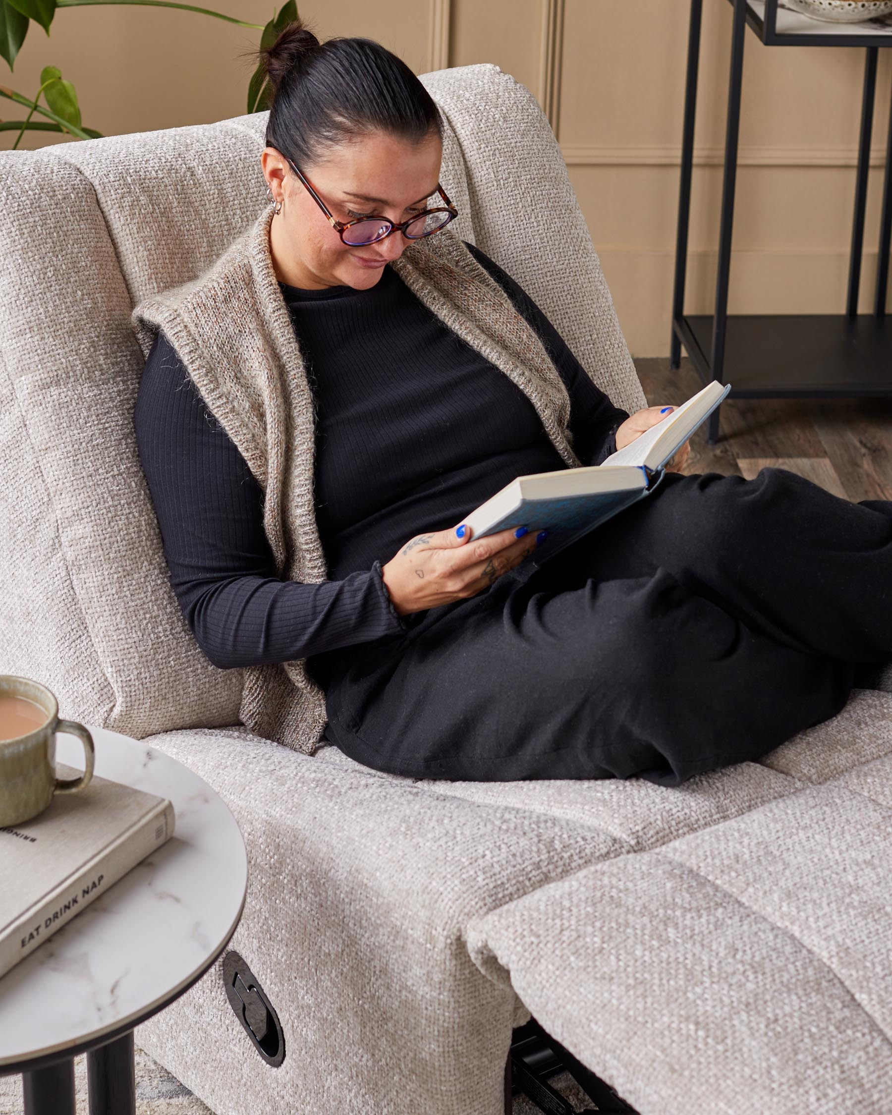 Jayla Natural Chunky Weave Rocking Swivel Recliner