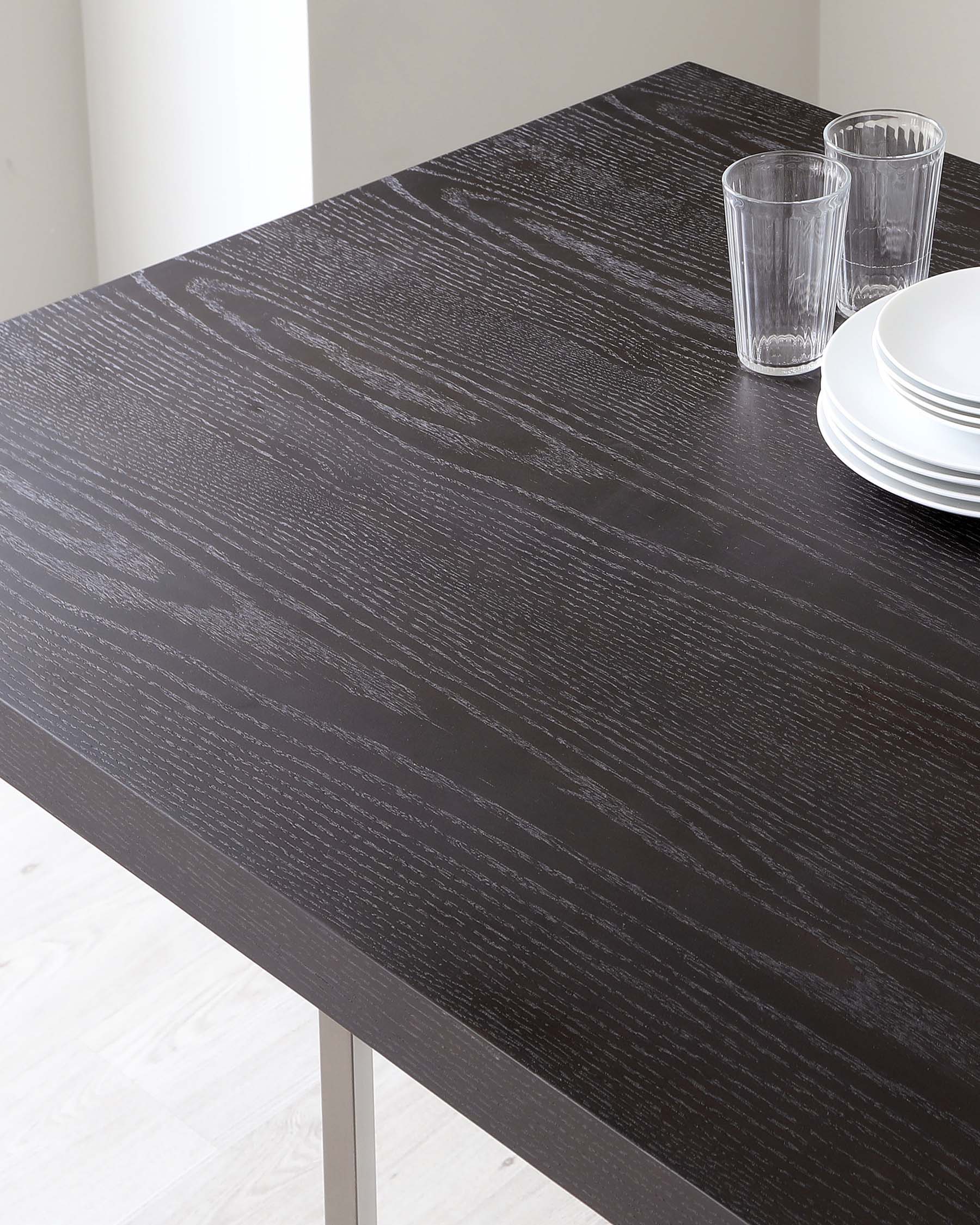 Jonah Dark Oak With Brushed Stainless Steel 6 Seater Dining Table