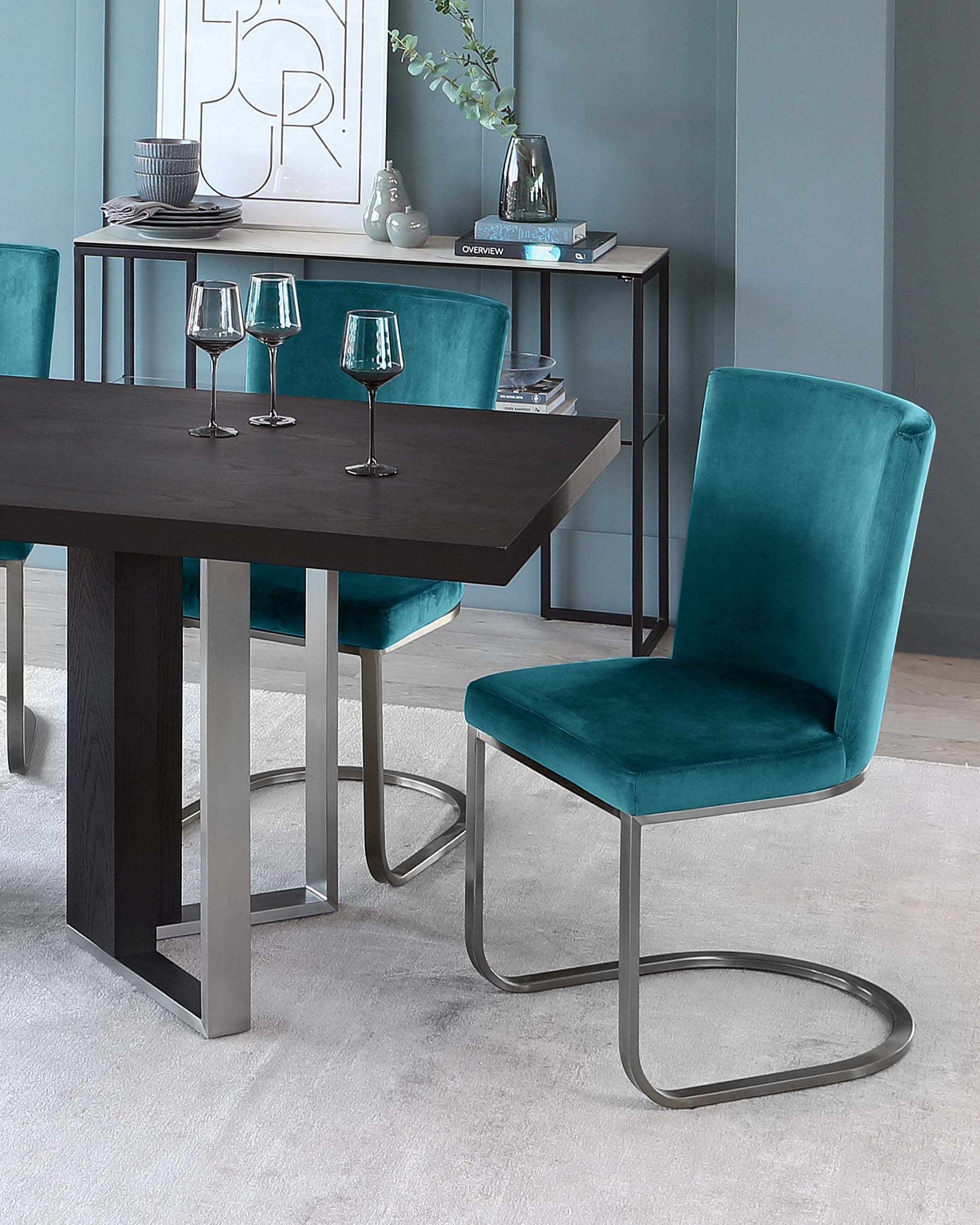 Jonah Dark Oak With Brushed Stainless Steel 6 Seater Dining Table