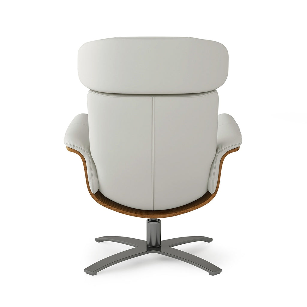 Jovan 31.5 Curved Wood Genuine Leather Recliner Lounge Chair