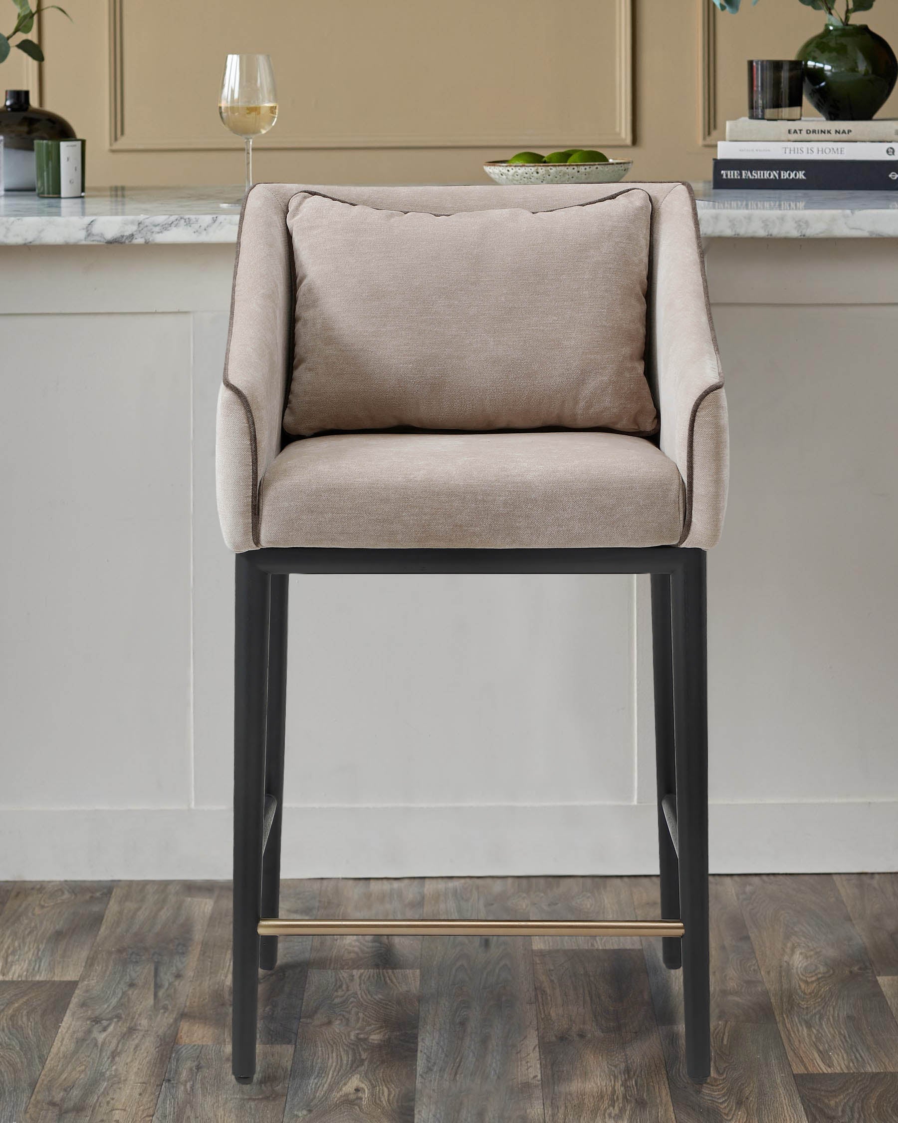 Julep champagne fabric bar stool