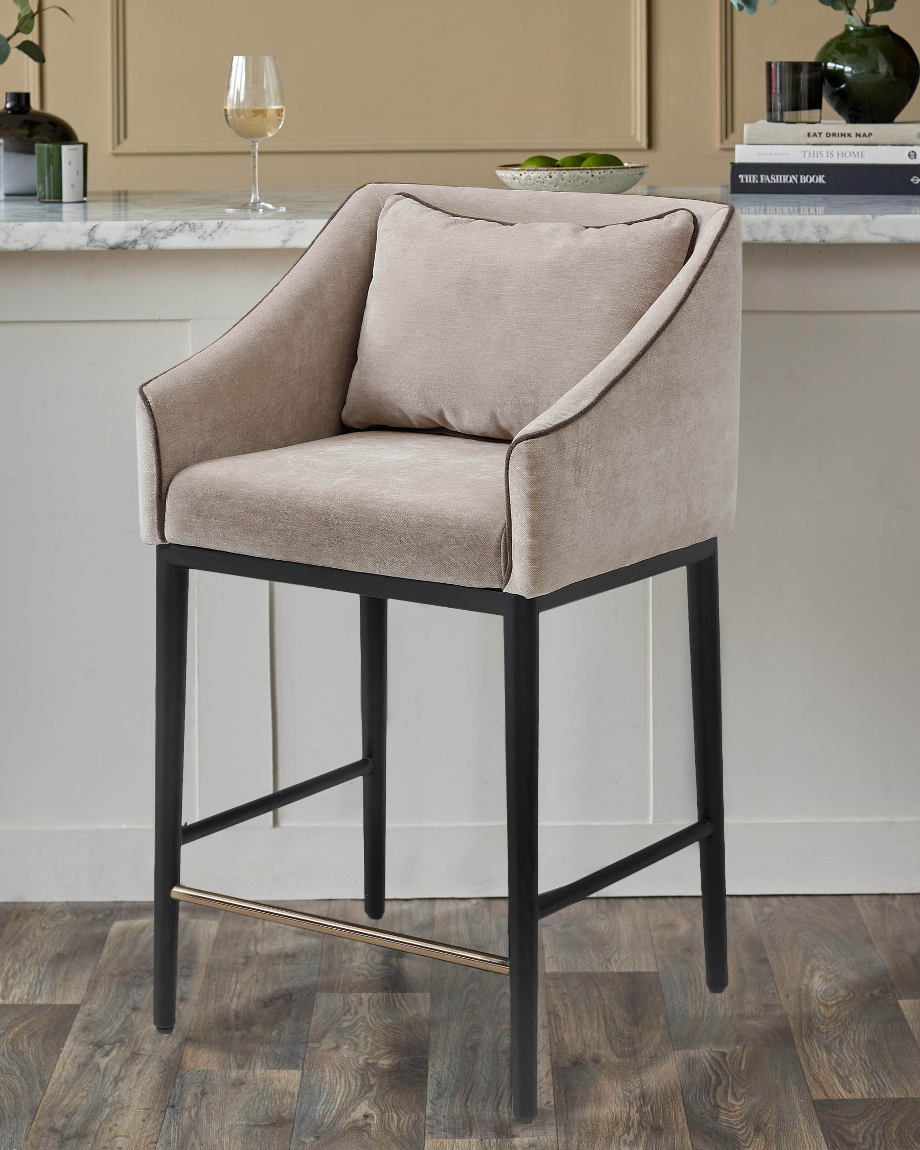 Julep champagne fabric bar stool
