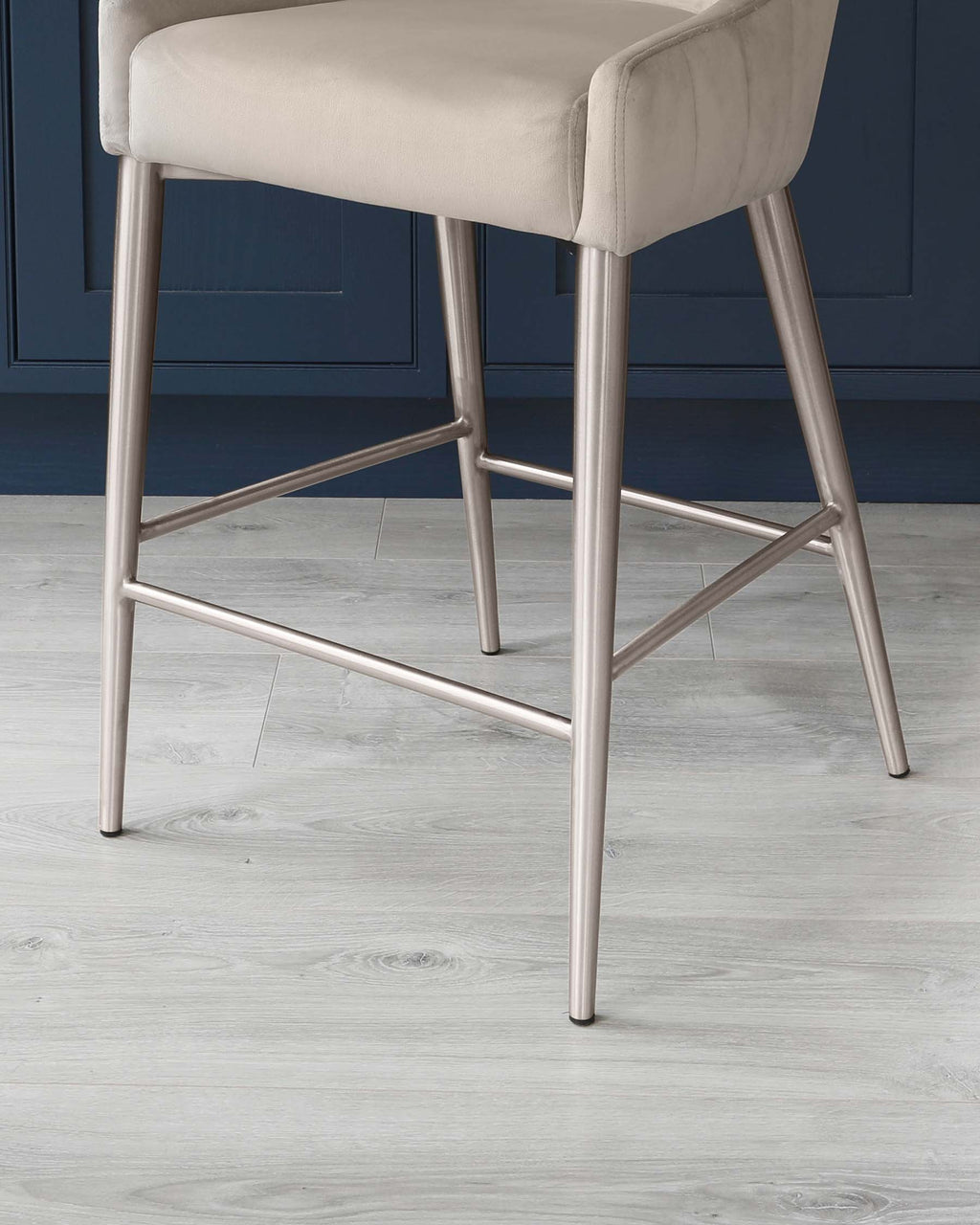 Juliana Champagne Velvet With Stainless Steel Bar Stool