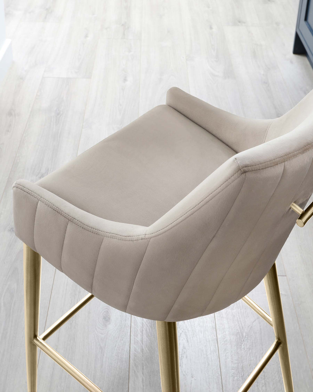 Juliana Champagne Velvet With Brushed Brass Bar Stool